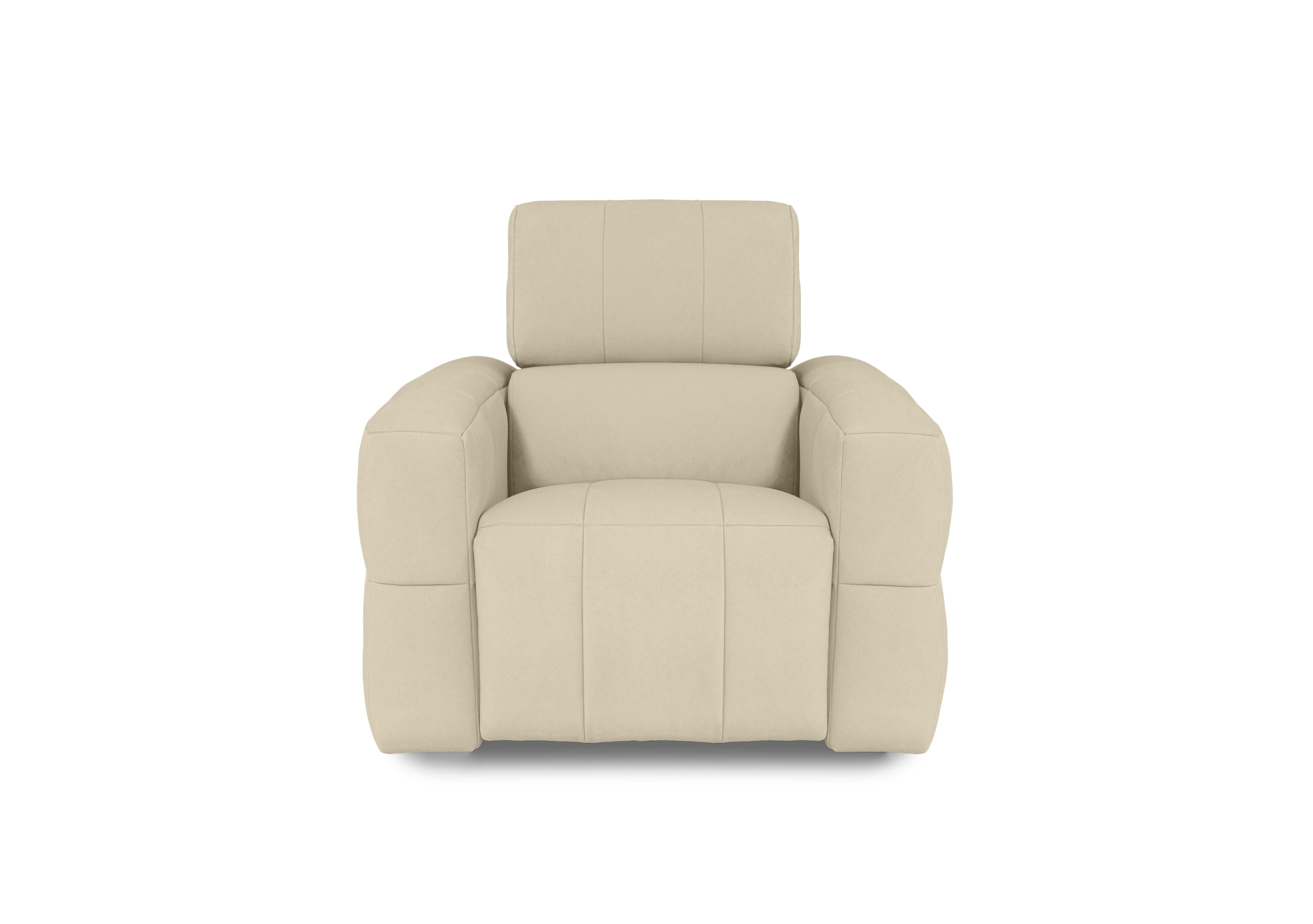Cube Fabric Power Recliner Chair with Power Headrest in Bella Barley White 43121 on Furniture Village