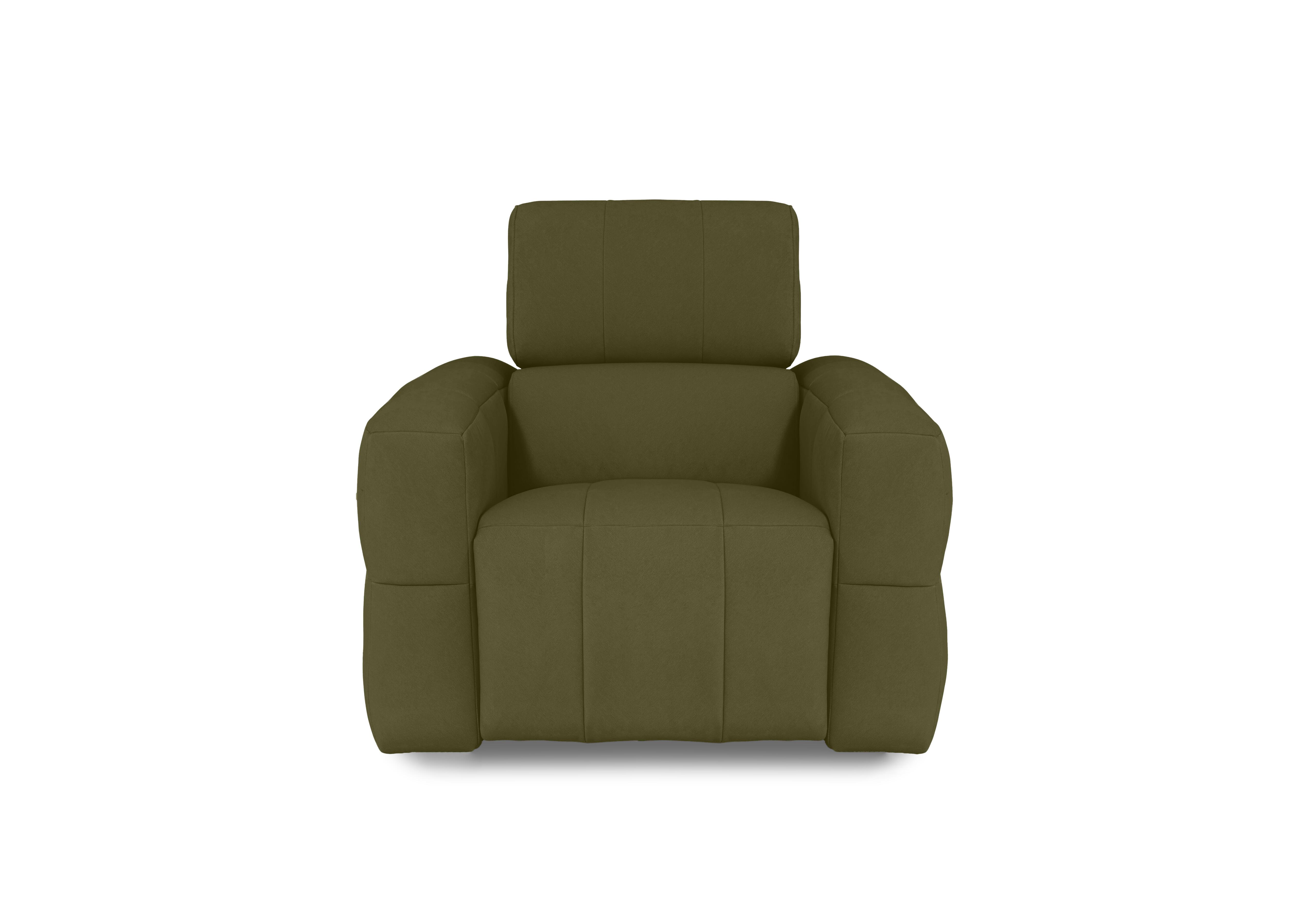 Cube Fabric Power Recliner Chair with Power Headrest in Bella Olive 43351 on Furniture Village