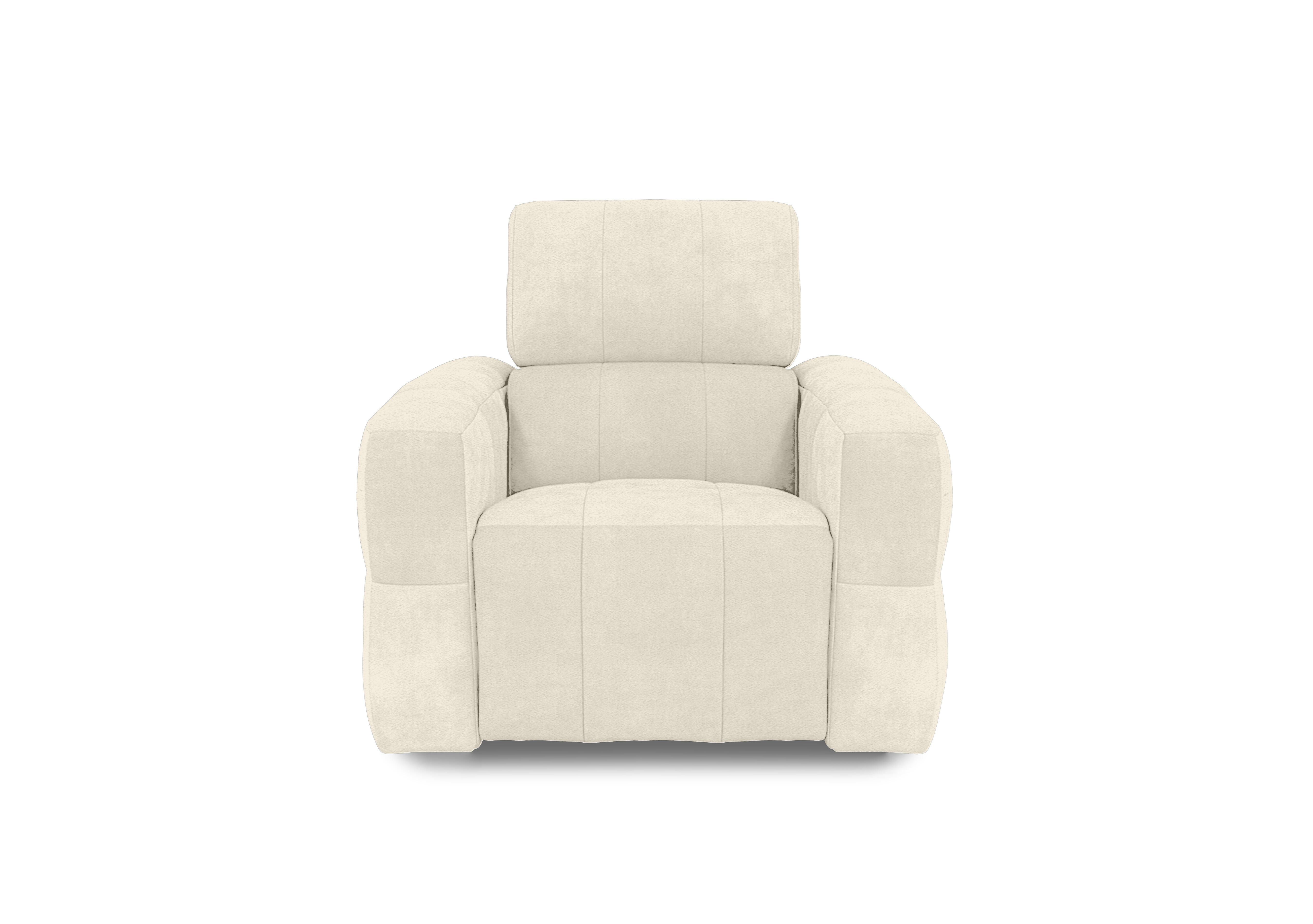 Cube Fabric Power Recliner Chair with Power Headrest in Hudson Ivory 25102 on Furniture Village