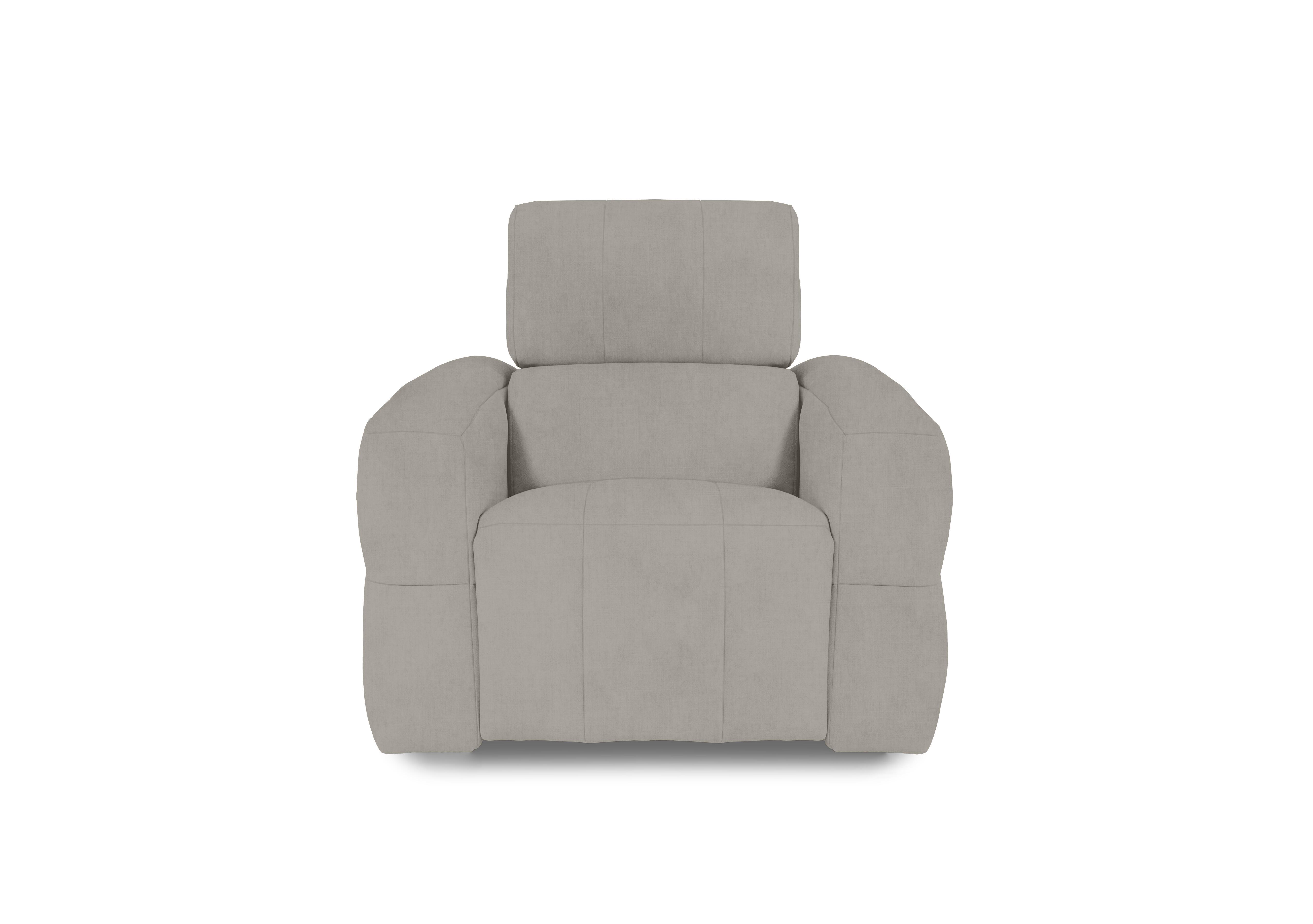 Cube Fabric Power Recliner Chair with Power Headrest in Opulence Silver 51007 on Furniture Village
