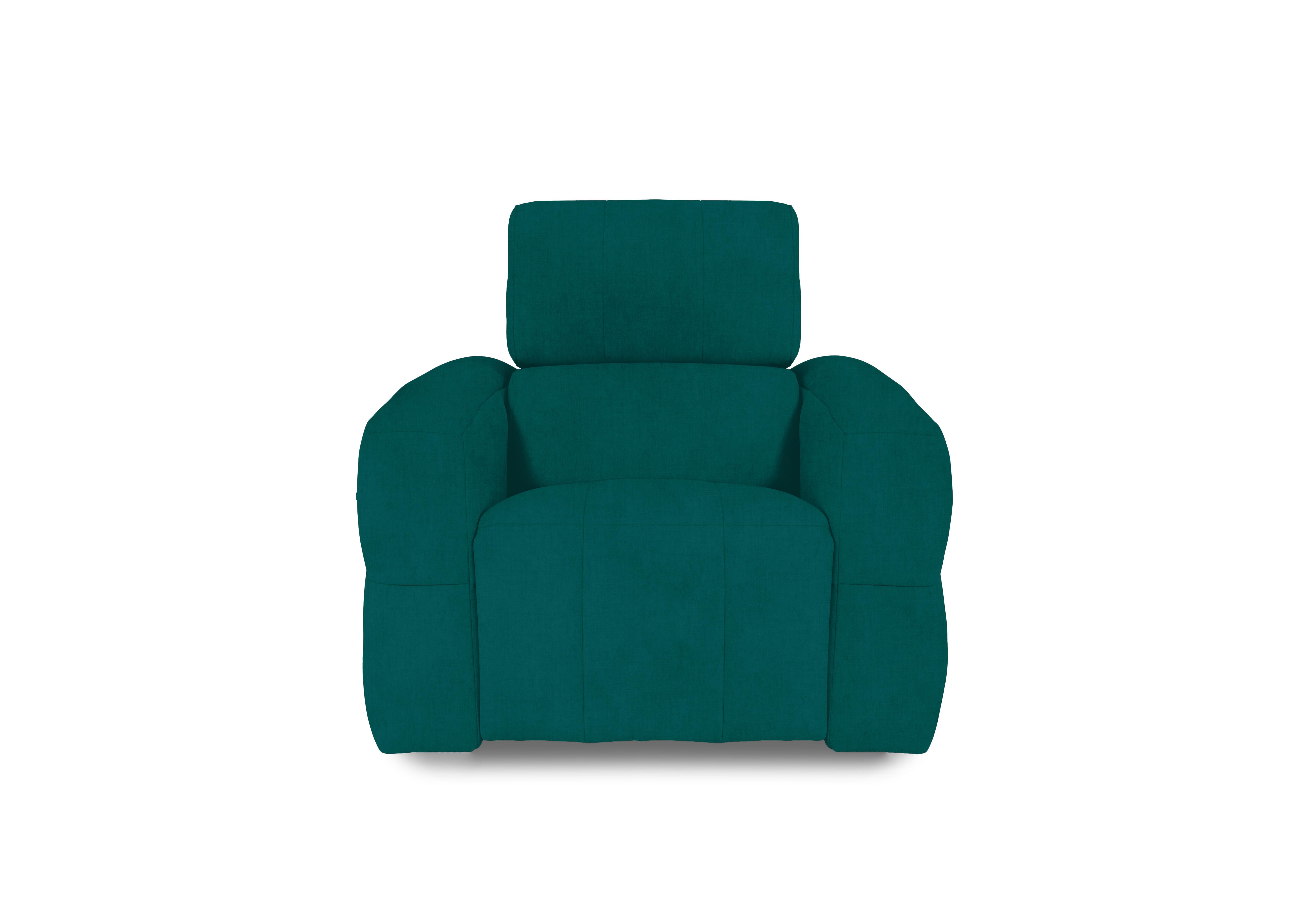Cube Fabric Power Recliner Chair with Power Headrest in Opulence Teal 51003 on Furniture Village
