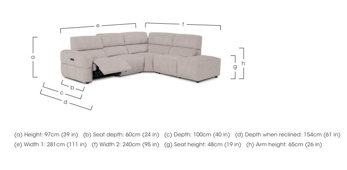 Cube Fabric Power Recliner Chaise End Sofa with Power Headrest in  on Furniture Village