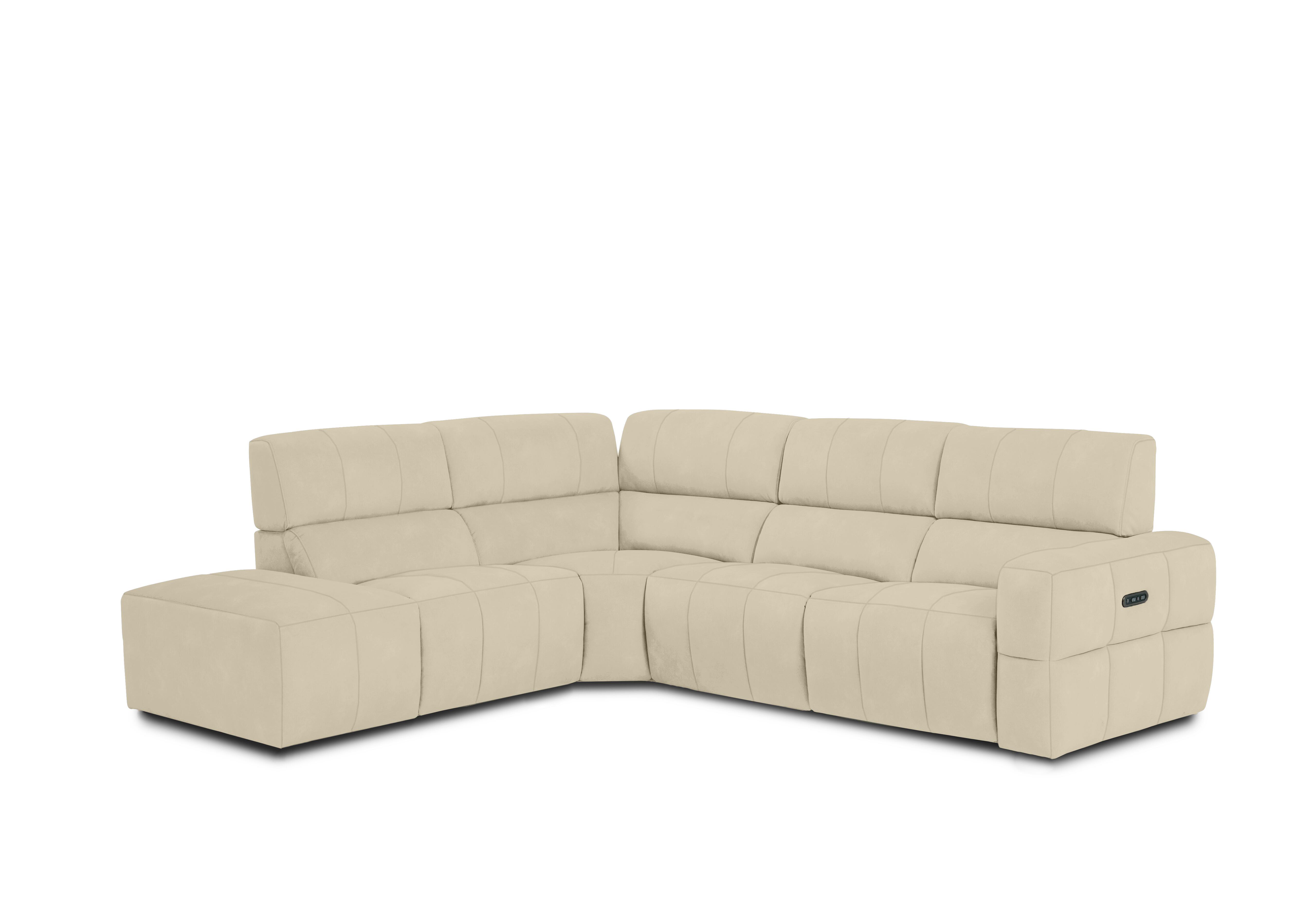 Cube Fabric Power Recliner Chaise End Sofa with Power Headrest in Bella Barley White 43121 on Furniture Village