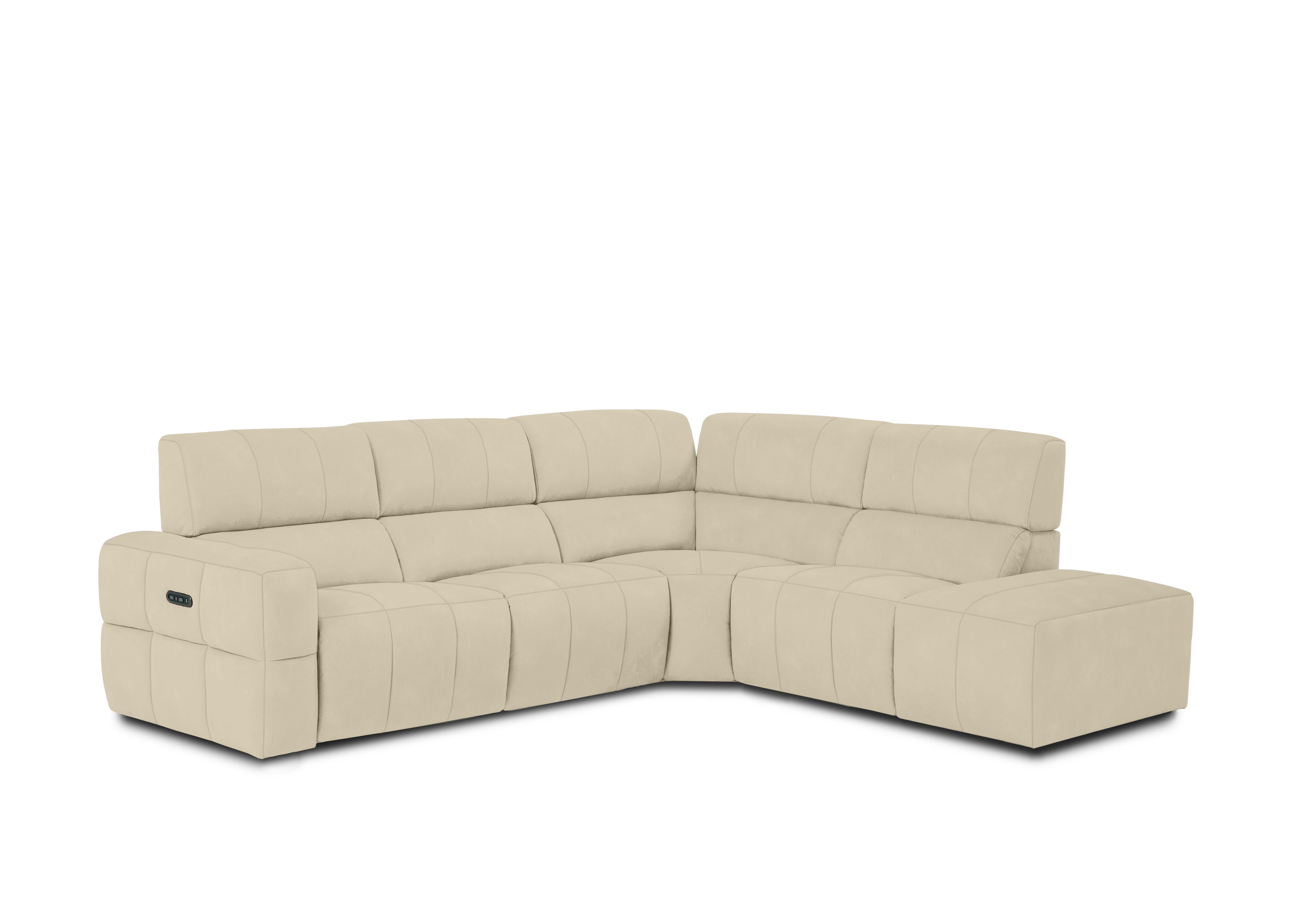 Cube Fabric Power Recliner Chaise End Sofa with Power Headrest in Bella Barley White 43121 on Furniture Village