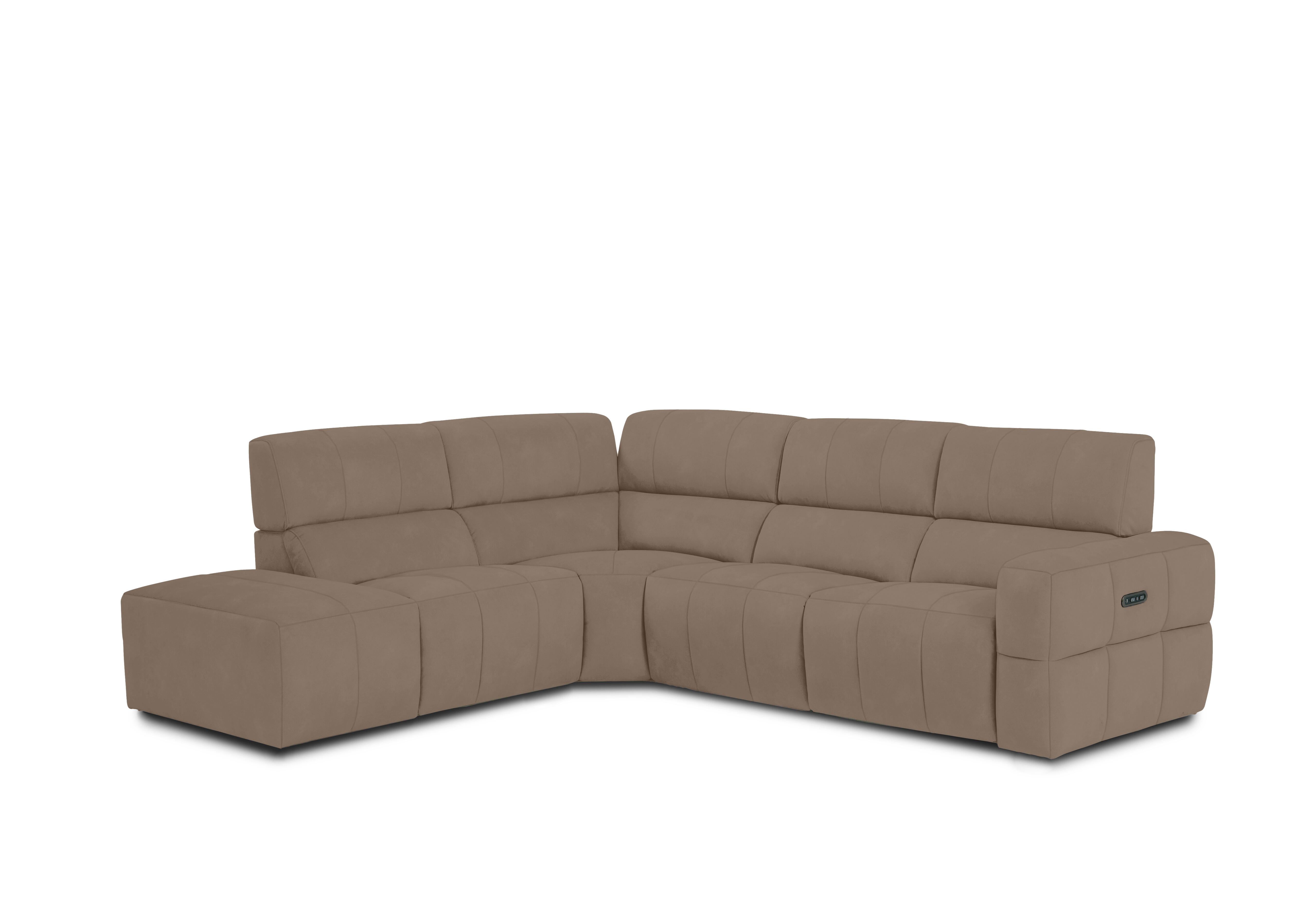 Cube Fabric Power Recliner Chaise End Sofa with Power Headrest in Bella Latte 43170 on Furniture Village