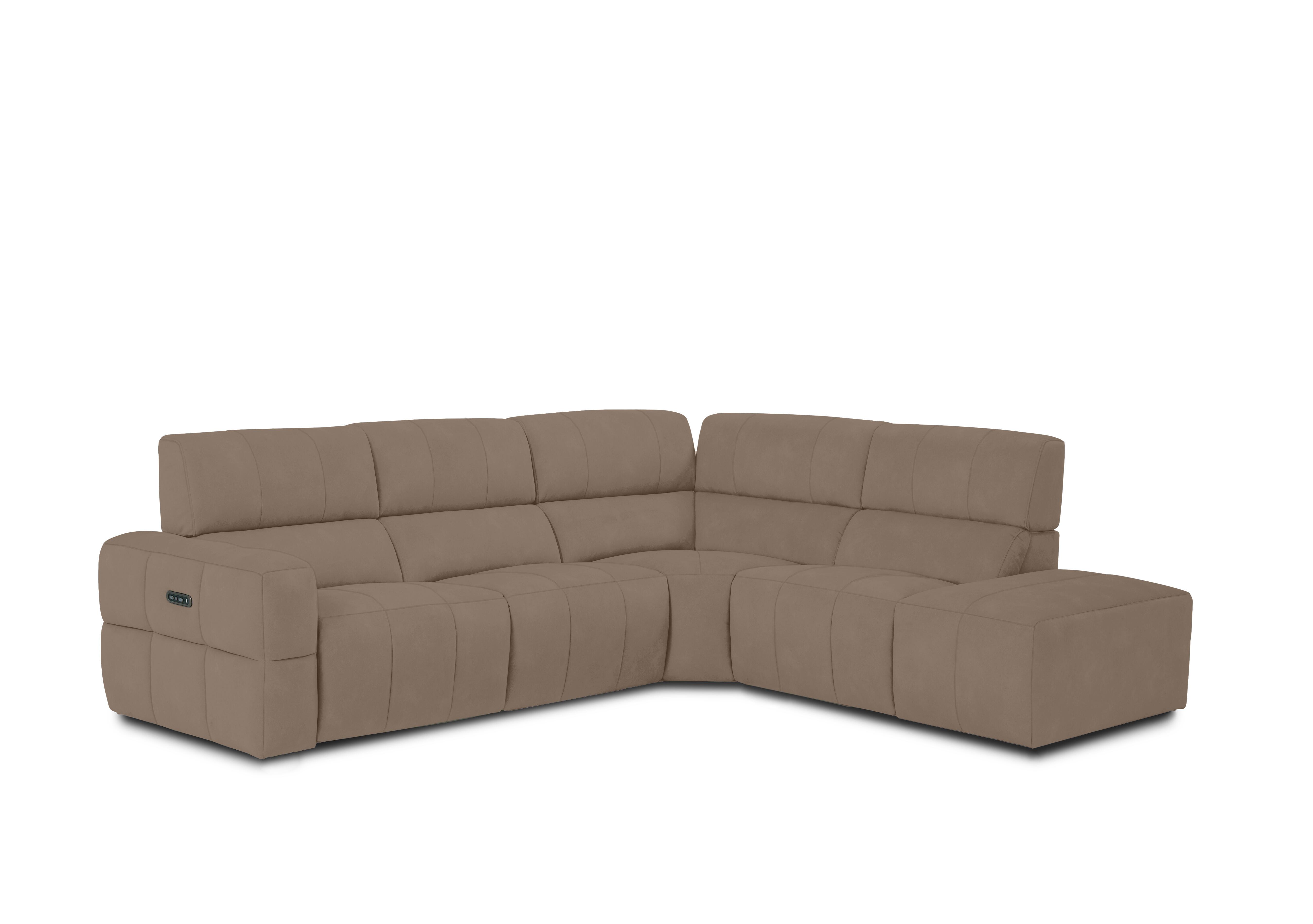 Cube Fabric Power Recliner Chaise End Sofa with Power Headrest in Bella Latte 43170 on Furniture Village