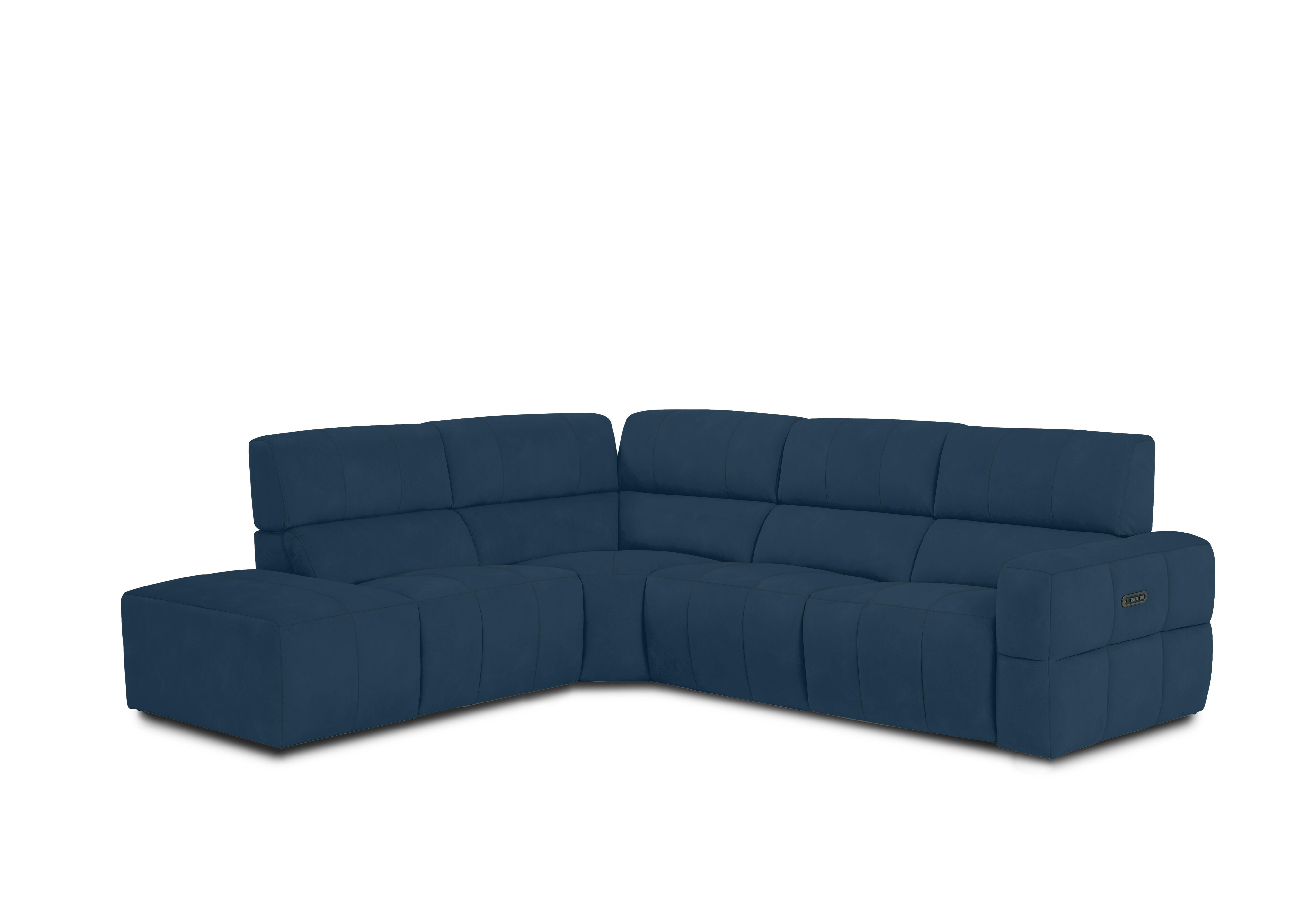 Cube Fabric Power Recliner Chaise End Sofa with Power Headrest in Bella Navy 43330 on Furniture Village