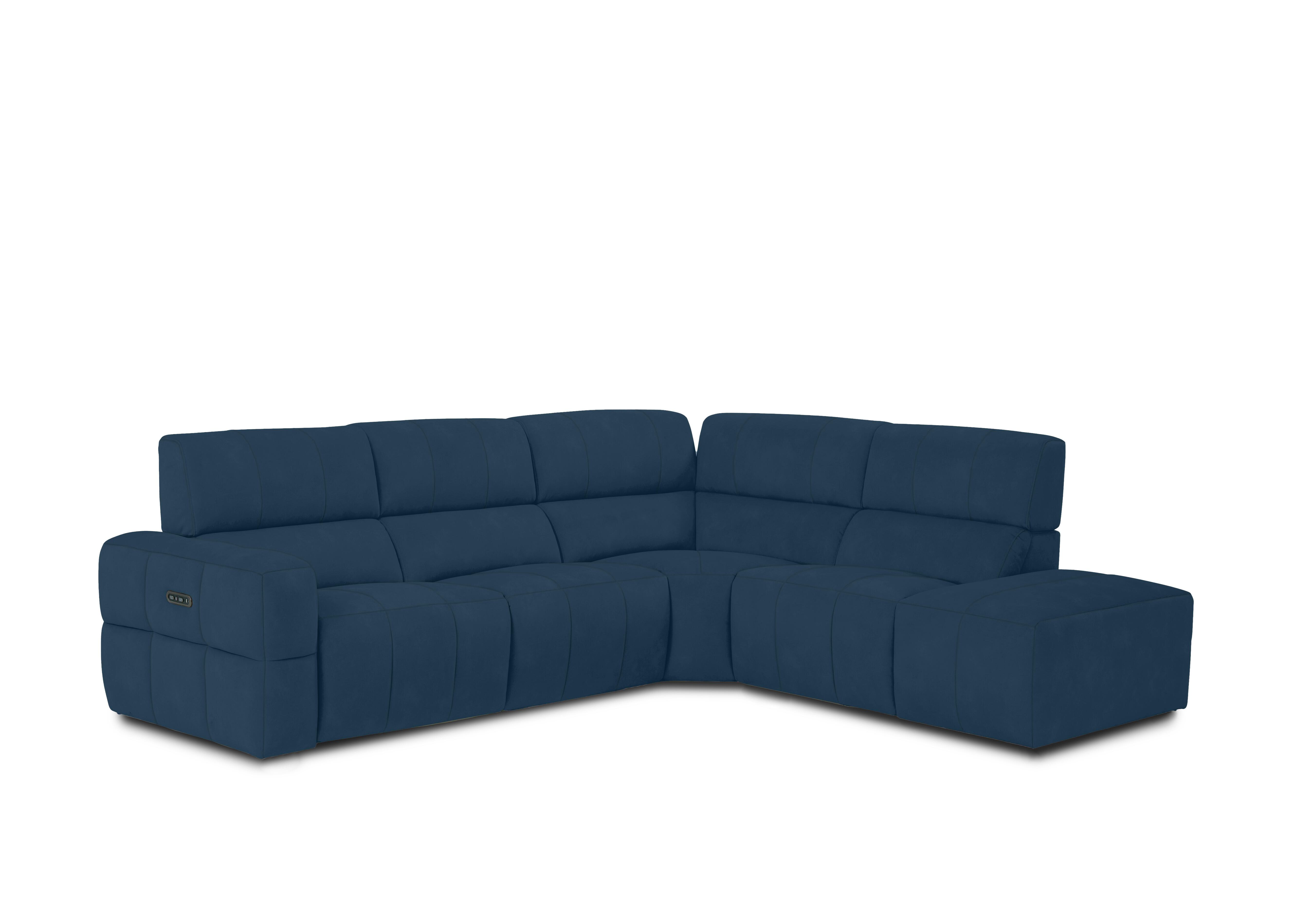 Cube Fabric Power Recliner Chaise End Sofa with Power Headrest in Bella Navy 43330 on Furniture Village