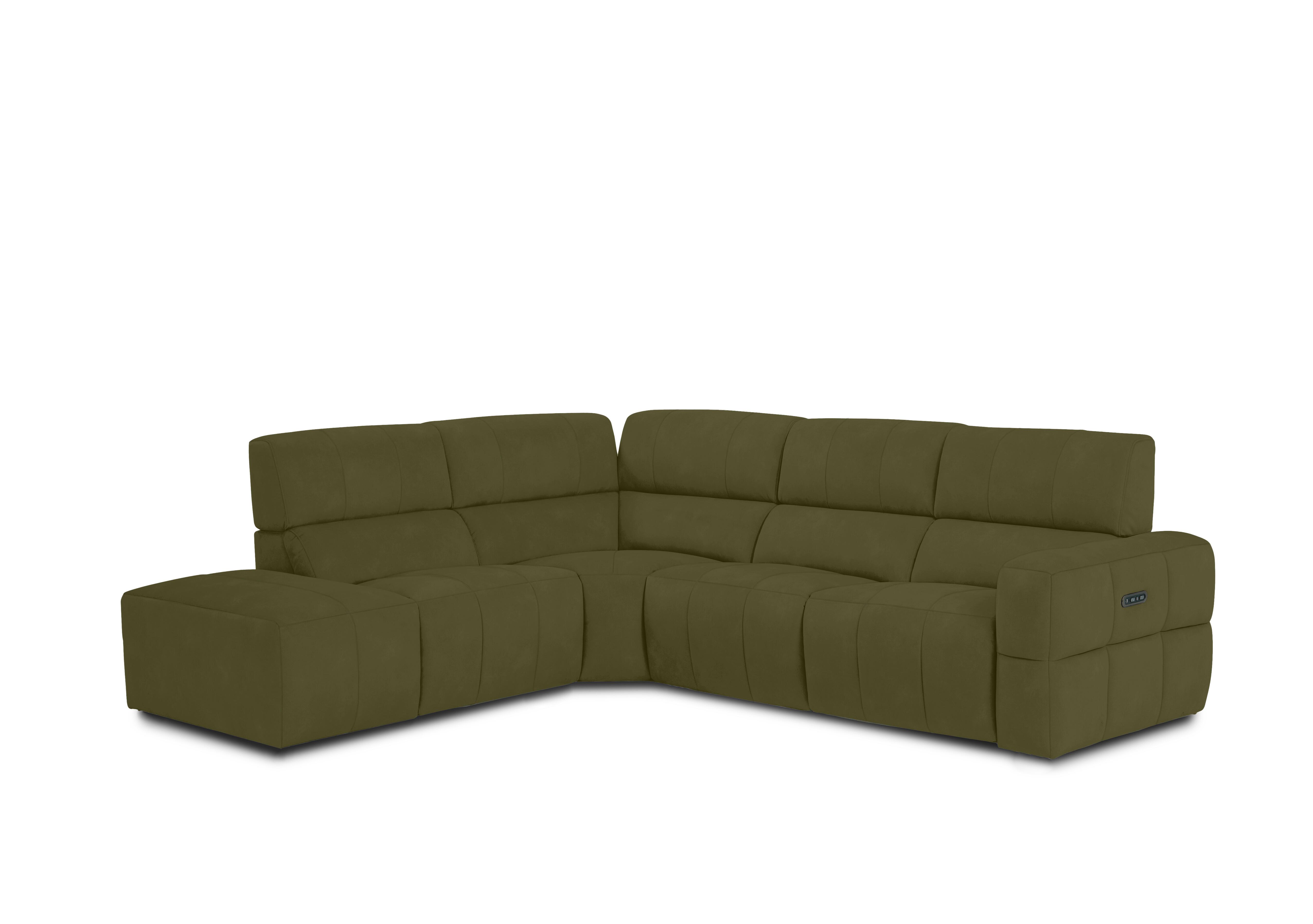 Cube Fabric Power Recliner Chaise End Sofa with Power Headrest in Bella Olive 43351 on Furniture Village