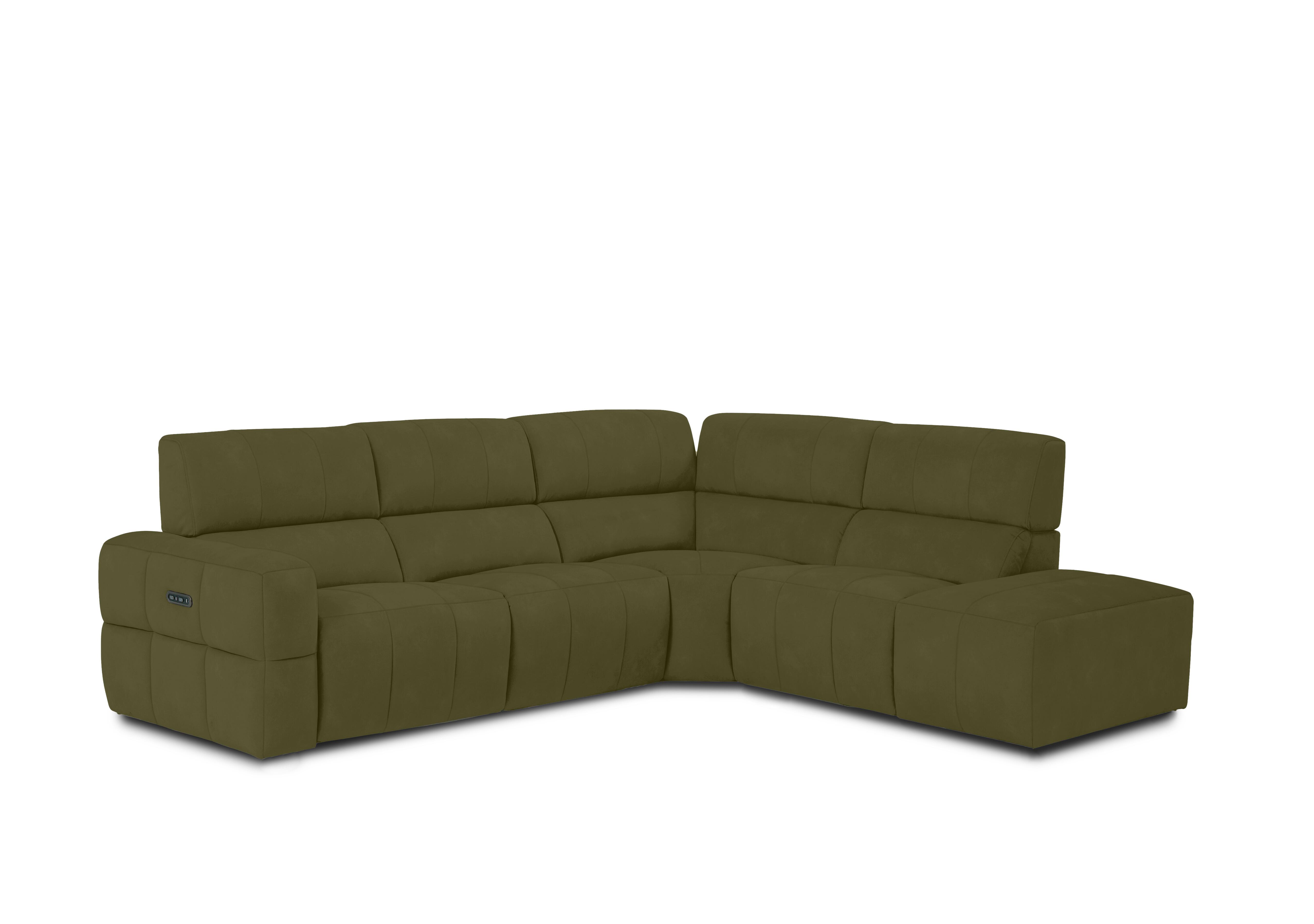 Cube Fabric Power Recliner Chaise End Sofa with Power Headrest in Bella Olive 43351 on Furniture Village