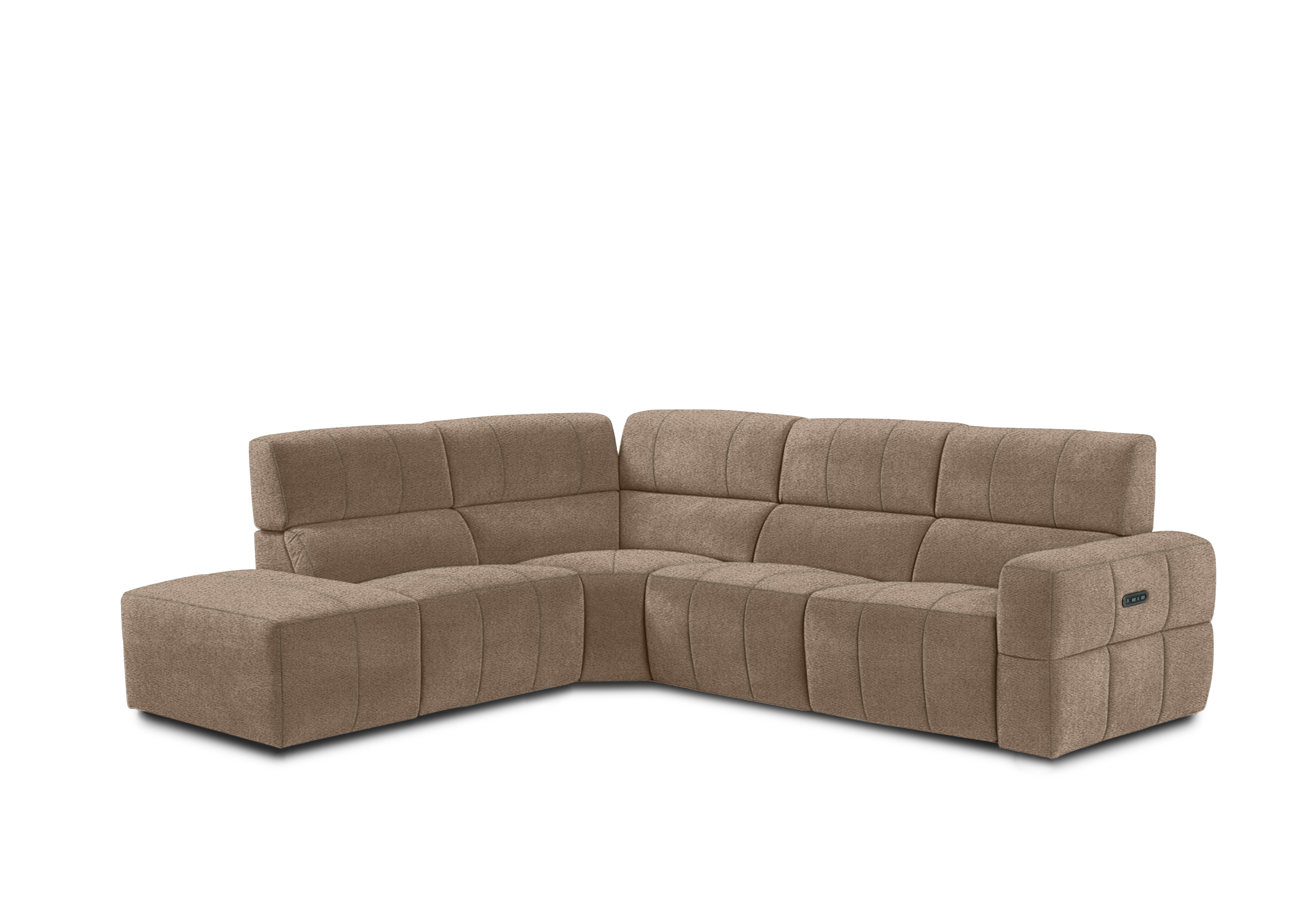 Cube Fabric Power Recliner Chaise End Sofa with Power Headrest in Hudson Mocha 25431 on Furniture Village