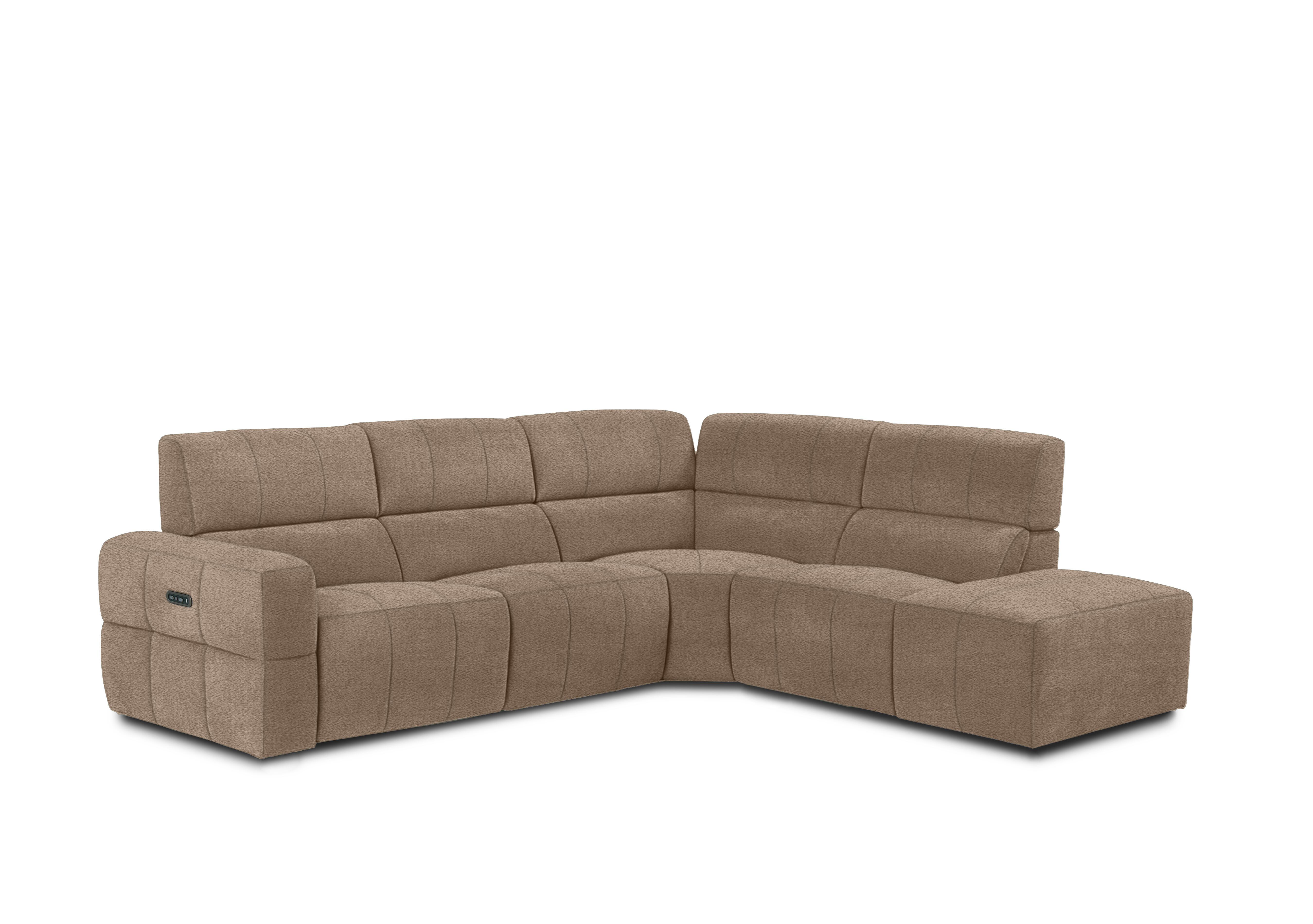 Cube Fabric Power Recliner Chaise End Sofa with Power Headrest in Hudson Mocha 25431 on Furniture Village