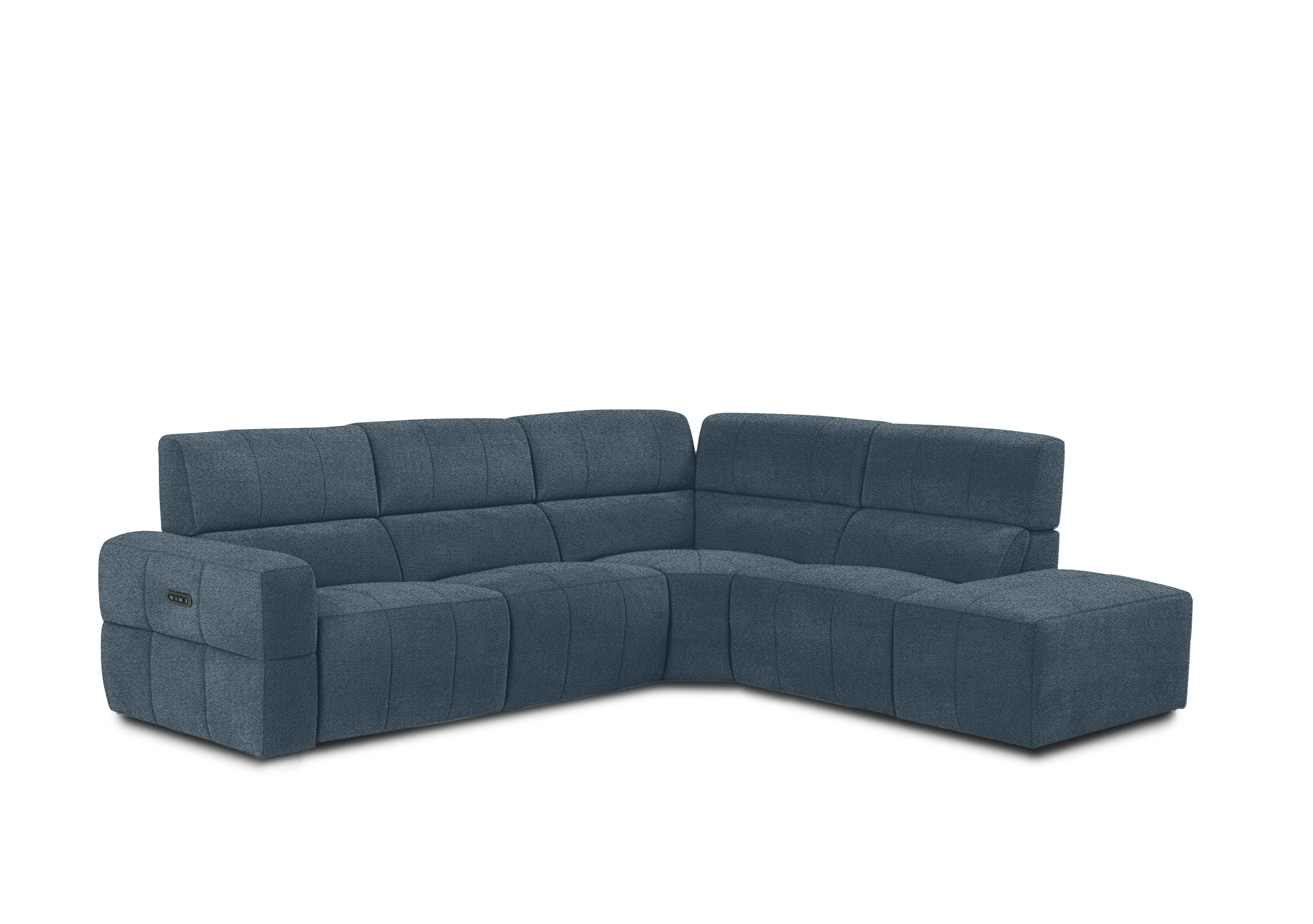 Cube Fabric Power Recliner Chaise End Sofa with Power Headrest in Hudson Ocean 25315 on Furniture Village