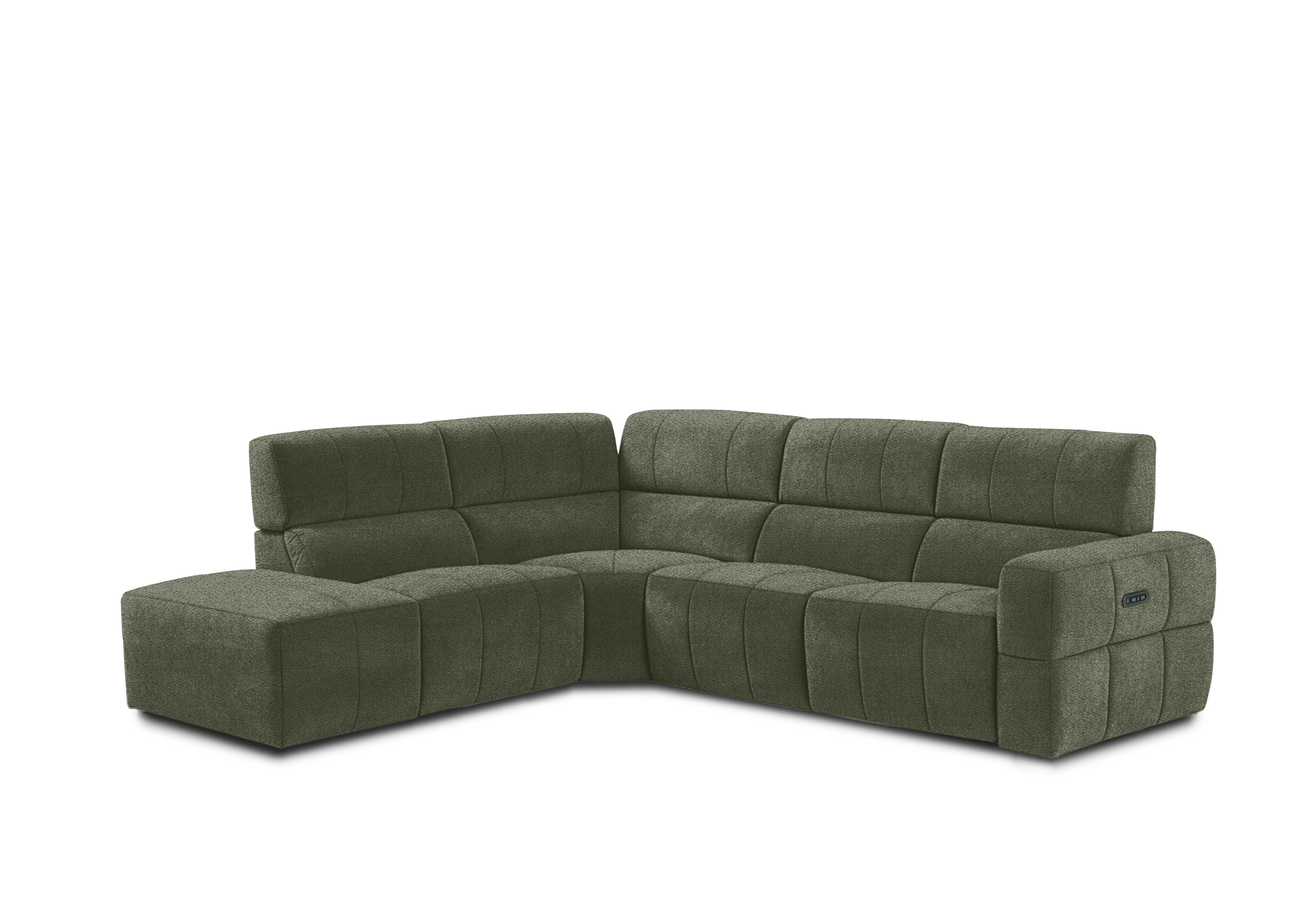 Cube Fabric Power Recliner Chaise End Sofa with Power Headrest in Hudson Pine 25355 on Furniture Village