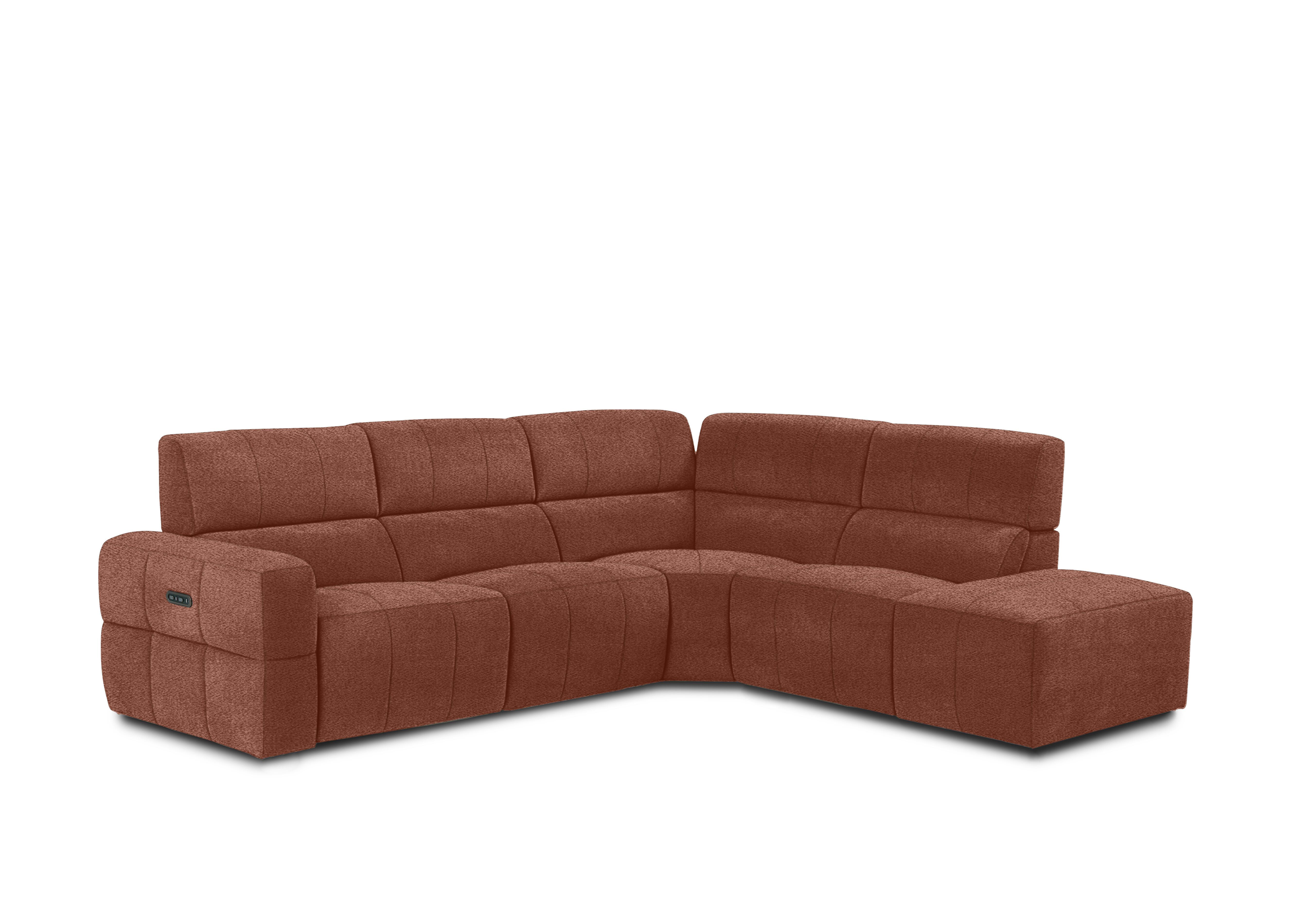 Cube Fabric Power Recliner Chaise End Sofa with Power Headrest in Hudson Rust 25500 on Furniture Village
