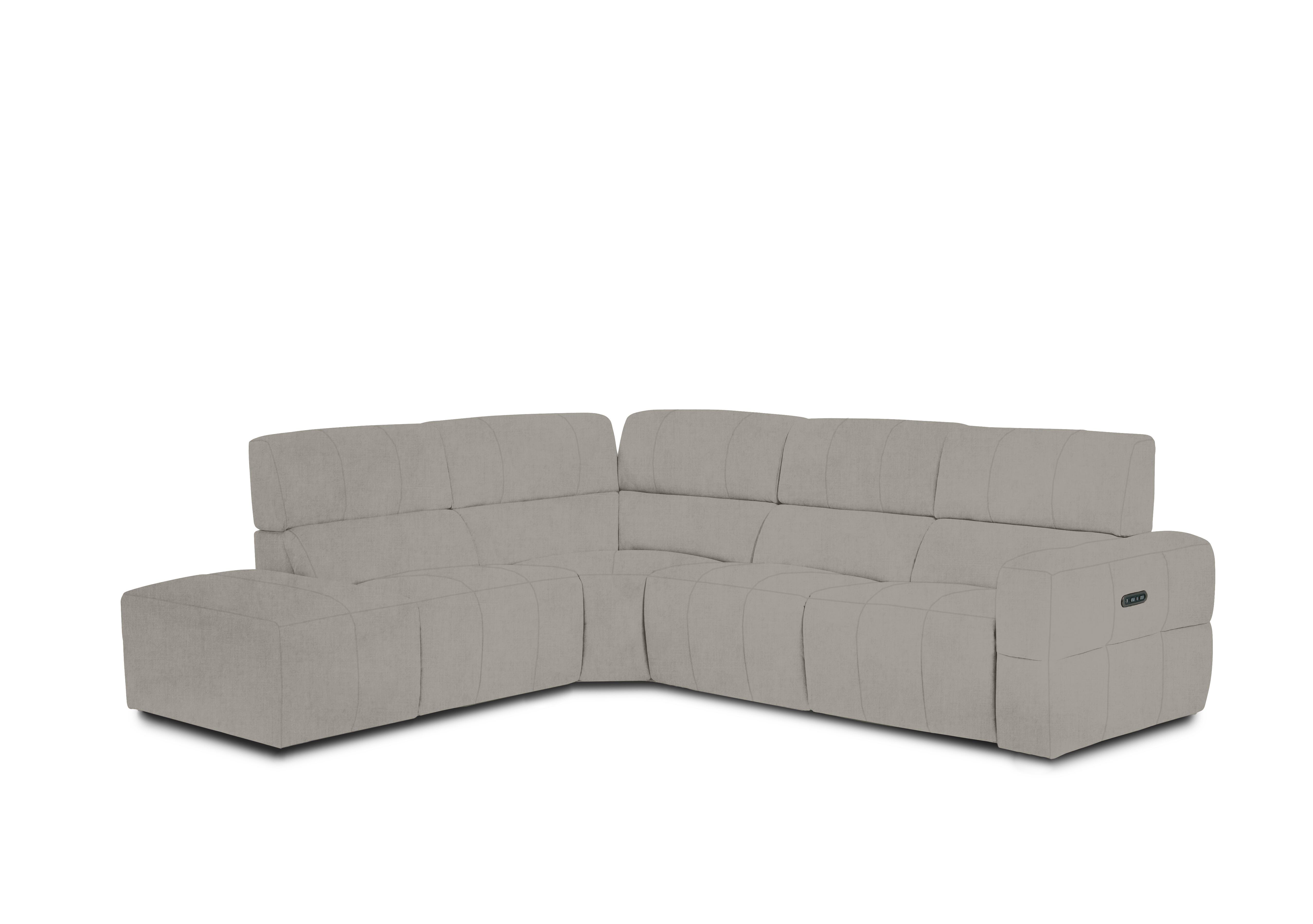 Cube Fabric Power Recliner Chaise End Sofa with Power Headrest in Opulence Silver 51007 on Furniture Village