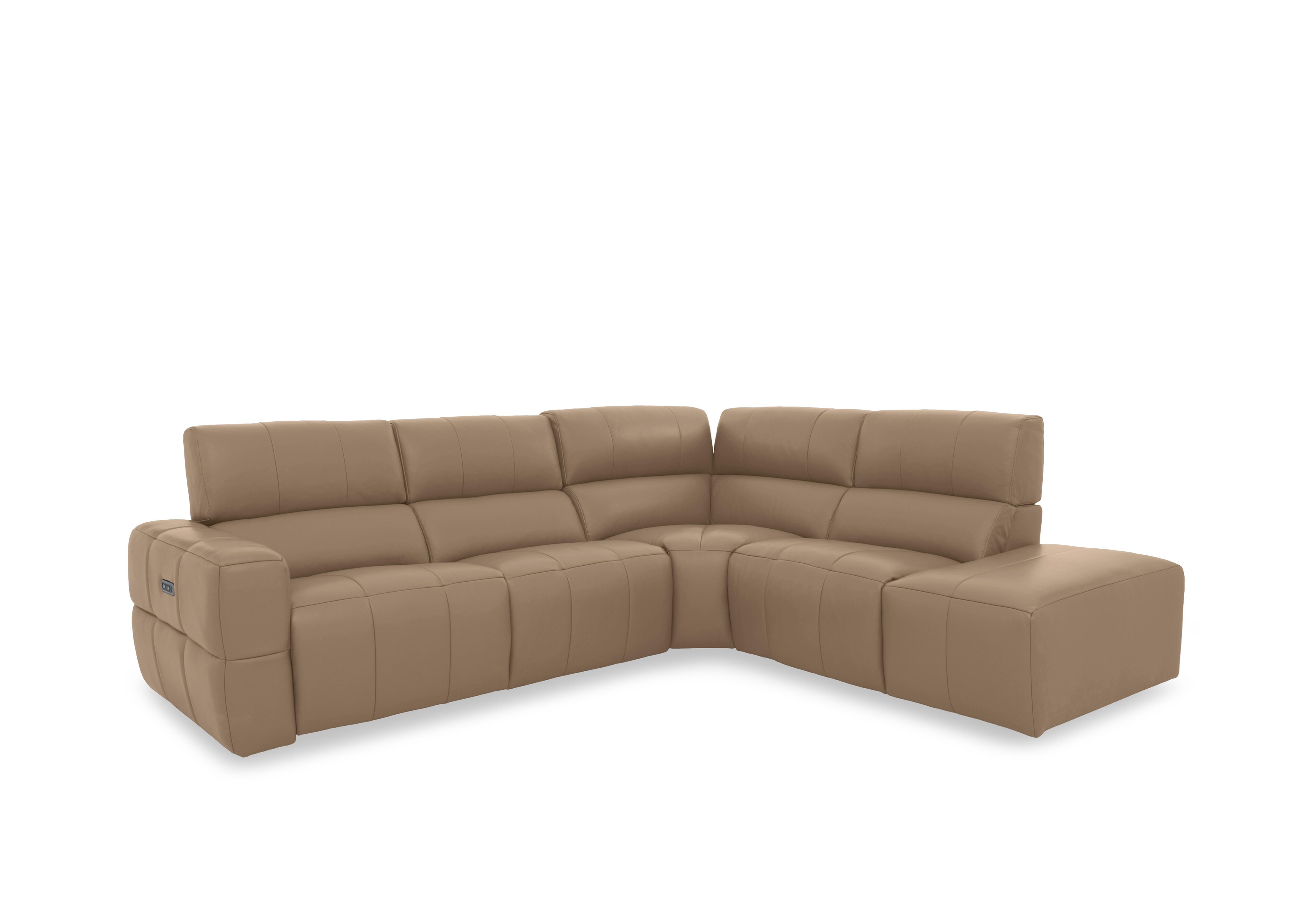 Cube Leather Power Recliner Chaise End Sofa with Power Headrest in Montana Barley Cat-60/06 on Furniture Village