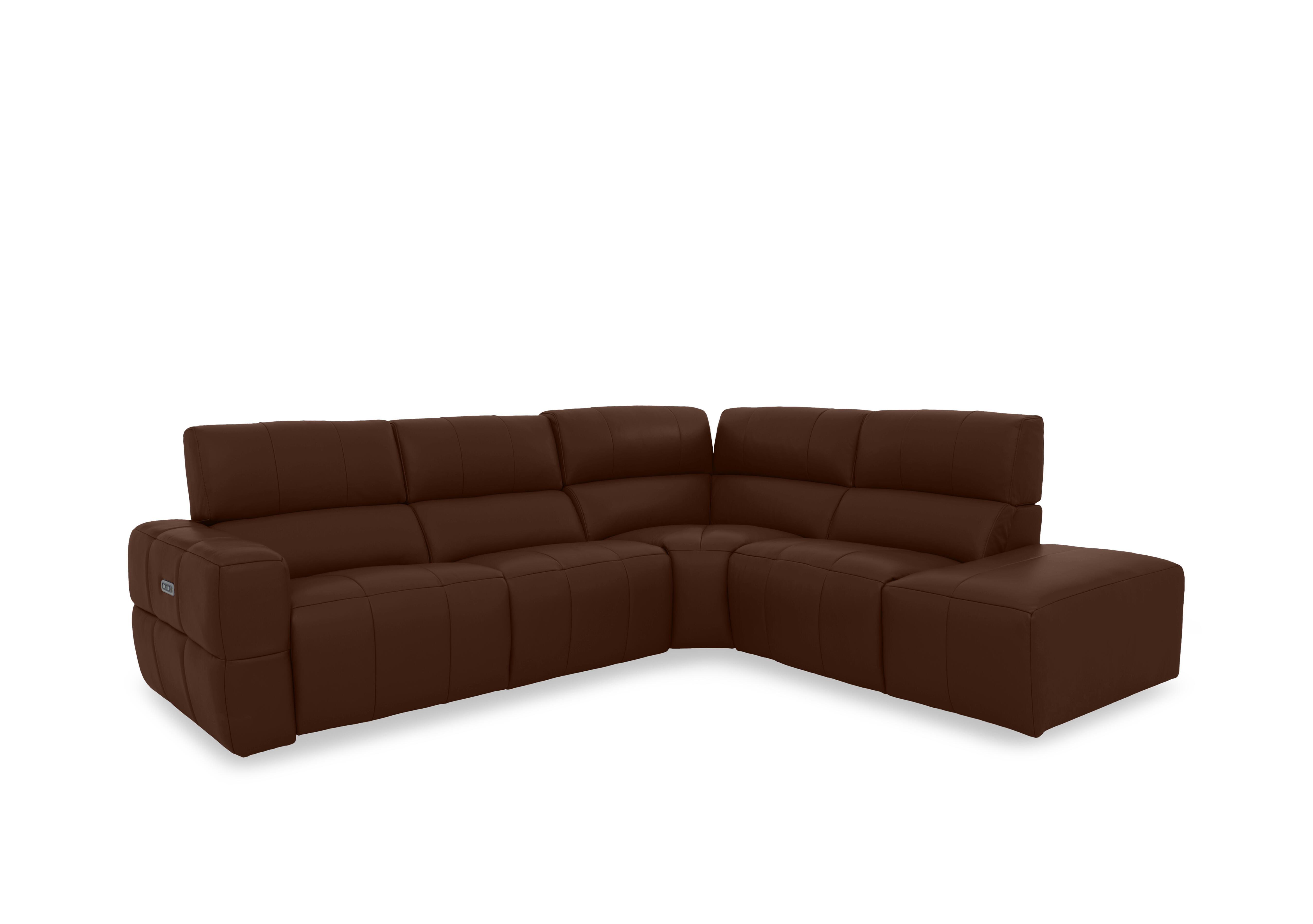 Cube Leather Power Recliner Chaise End Sofa with Power Headrest in Montana Chocolate Cat-60/08 on Furniture Village