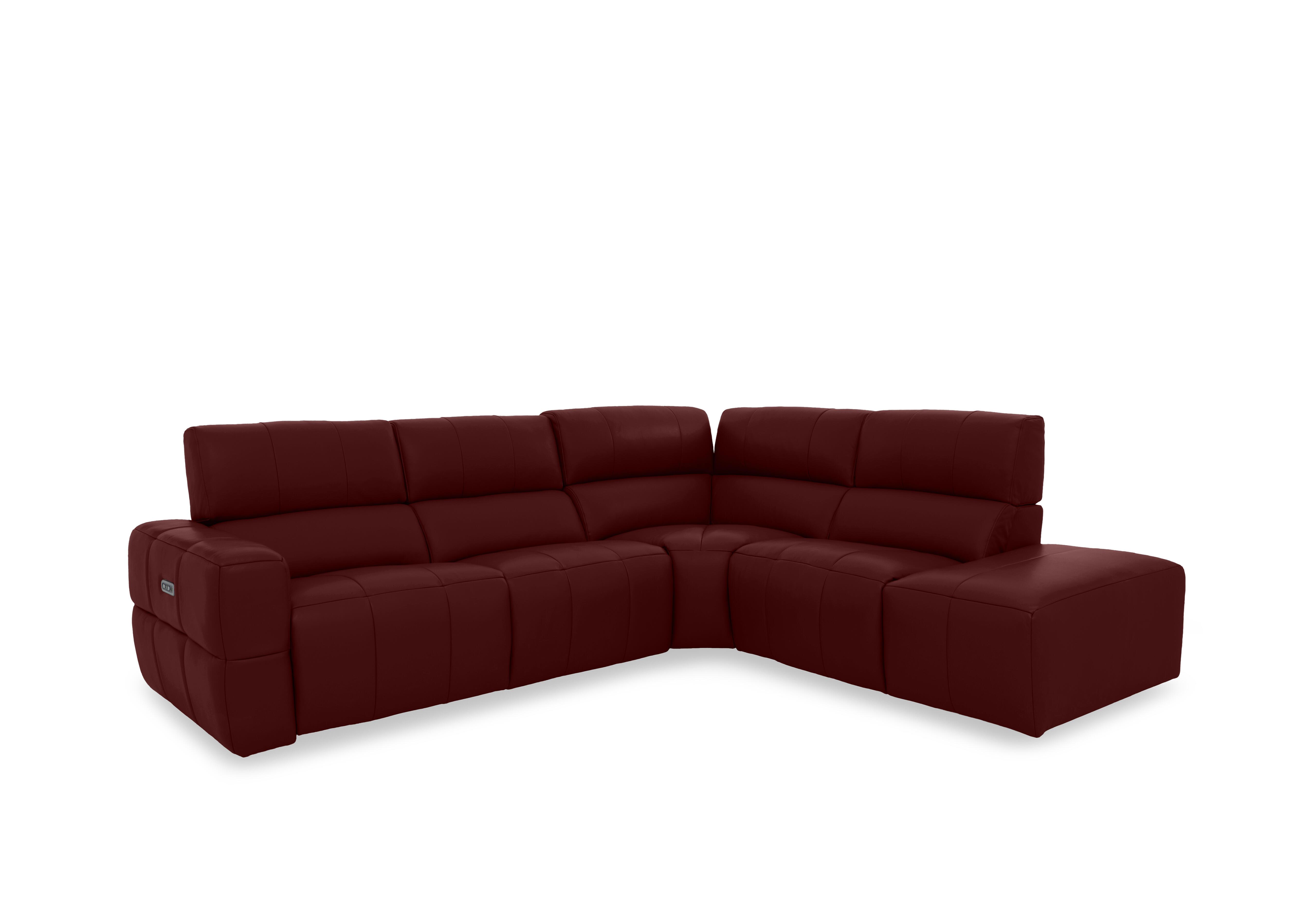 Cube Leather Power Recliner Chaise End Sofa with Power Headrest in Montana Ruby Cat-60/15 on Furniture Village