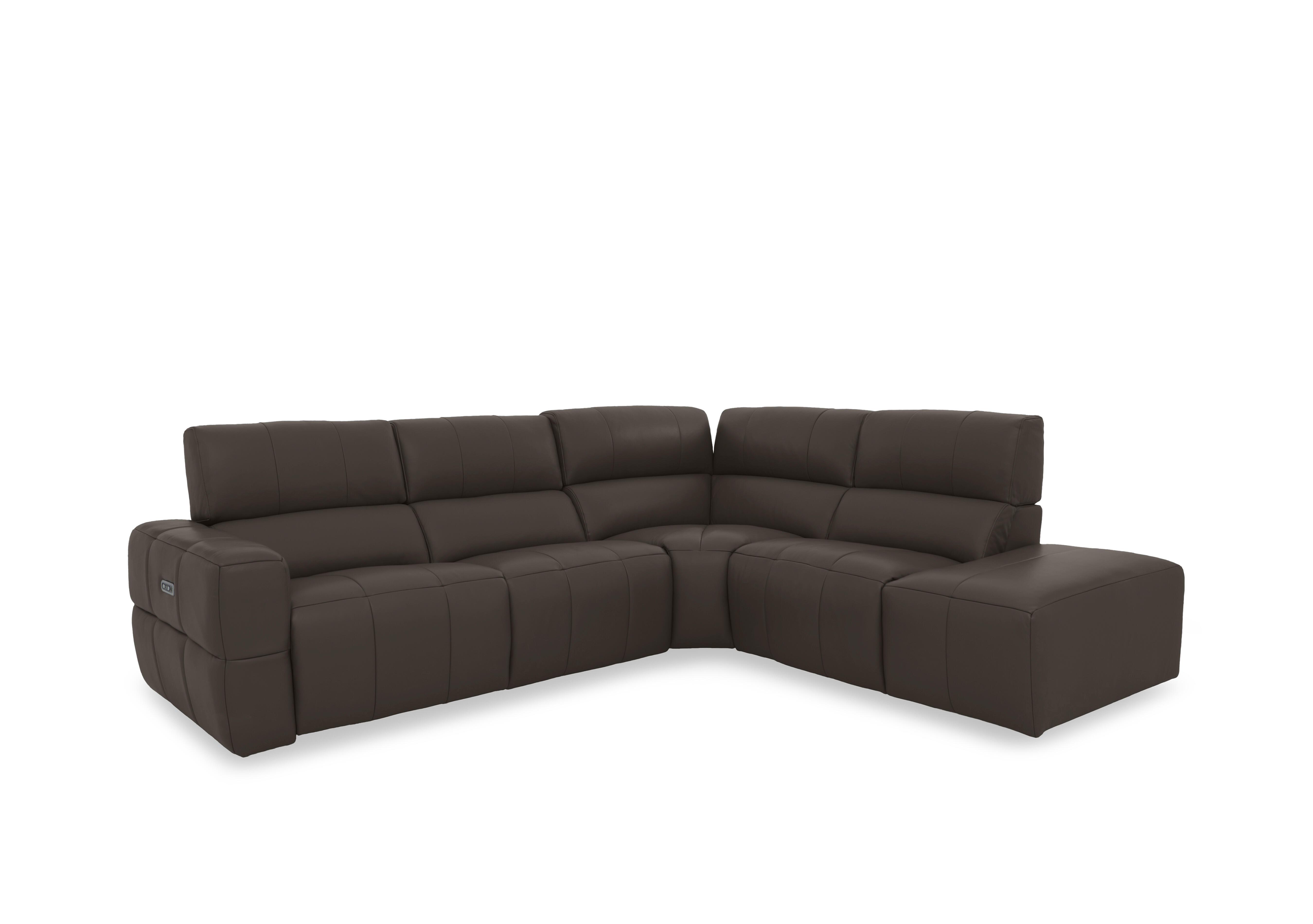 Cube Leather Power Recliner Chaise End Sofa with Power Headrest in Montana Storm Cat-60/21 on Furniture Village