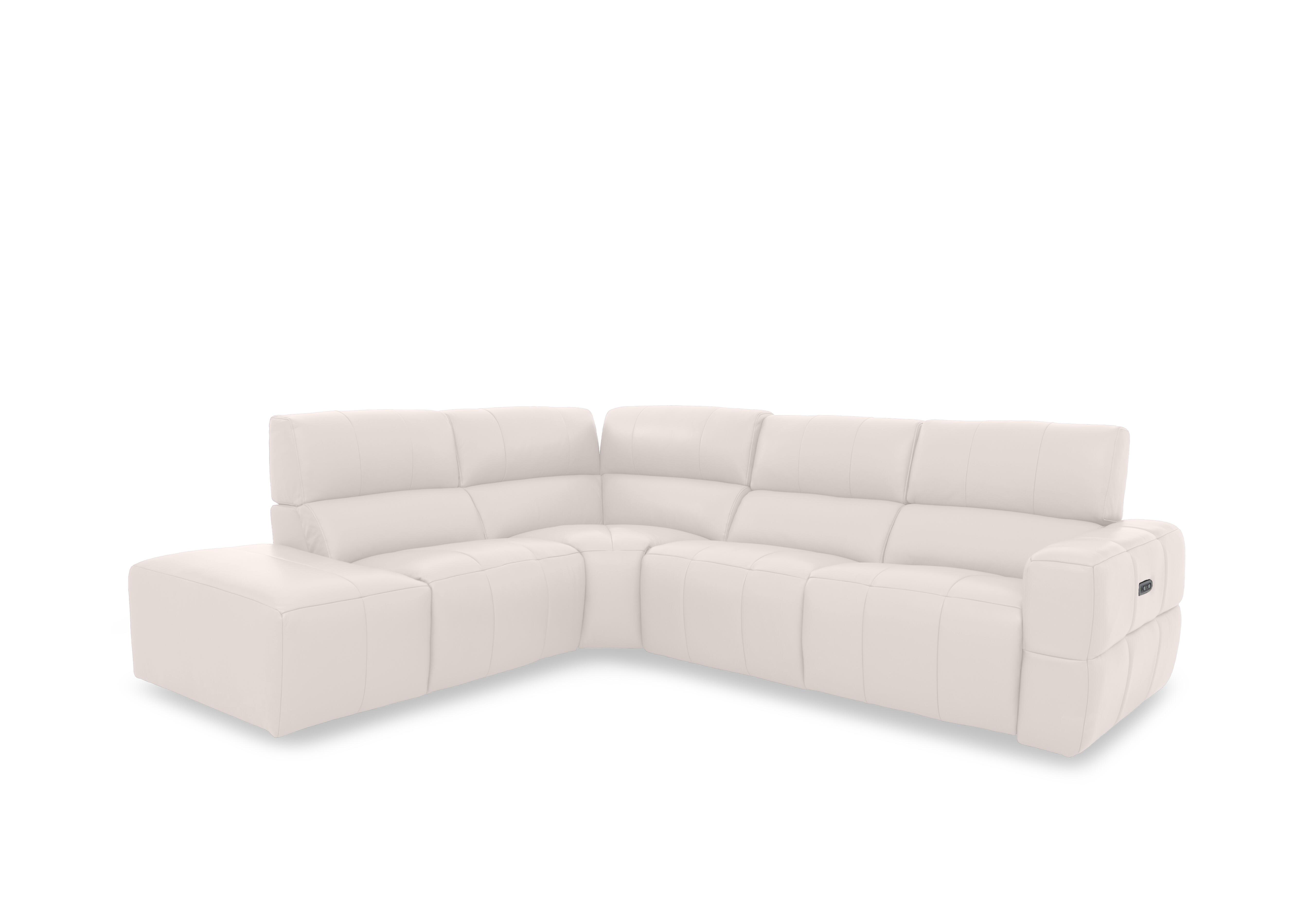 Cube Leather Power Recliner Chaise End Sofa with Power Headrest in Oslo Cotton Cat-40/13 on Furniture Village