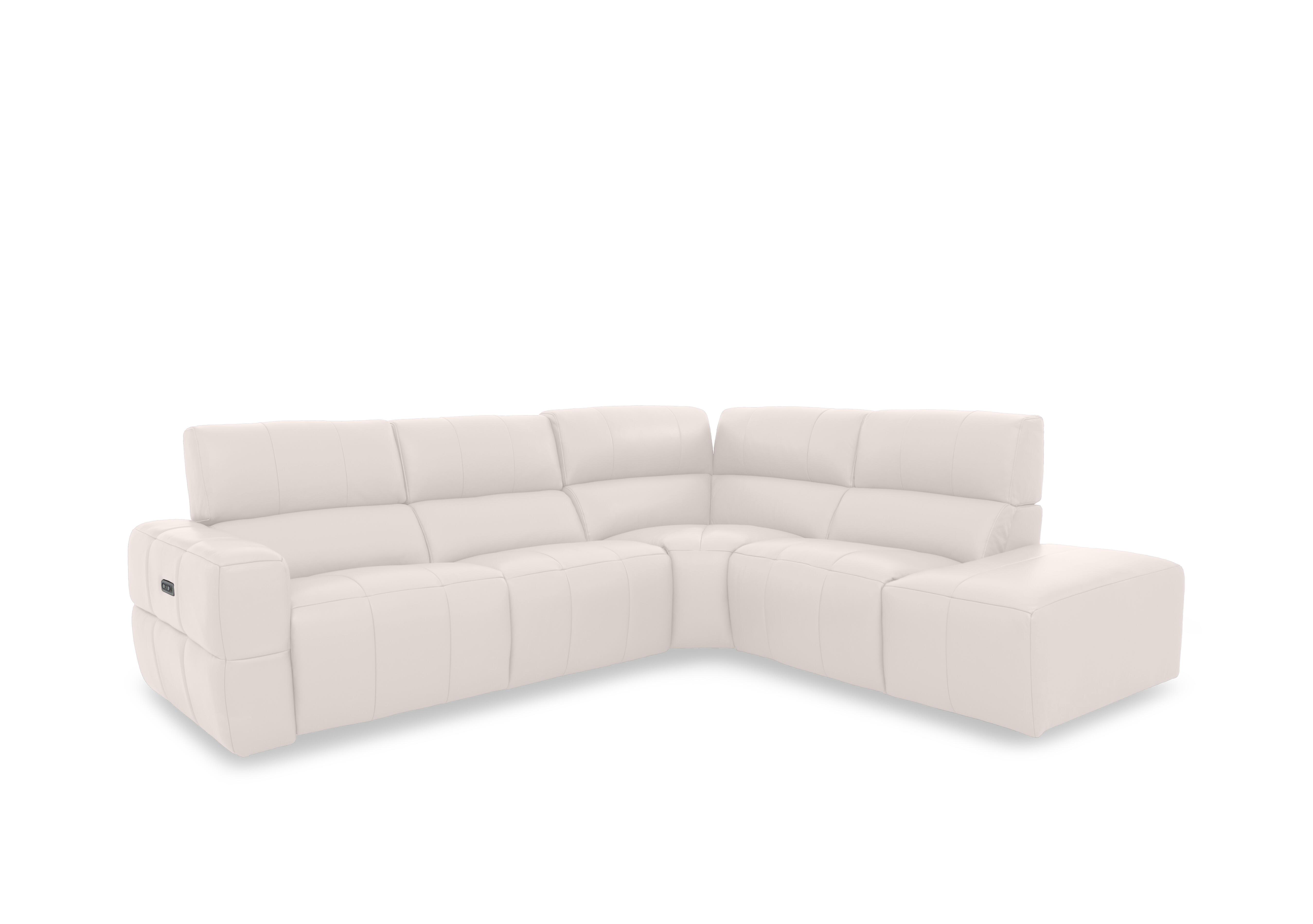 Cube Leather Power Recliner Chaise End Sofa with Power Headrest in Oslo Cotton Cat-40/13 on Furniture Village