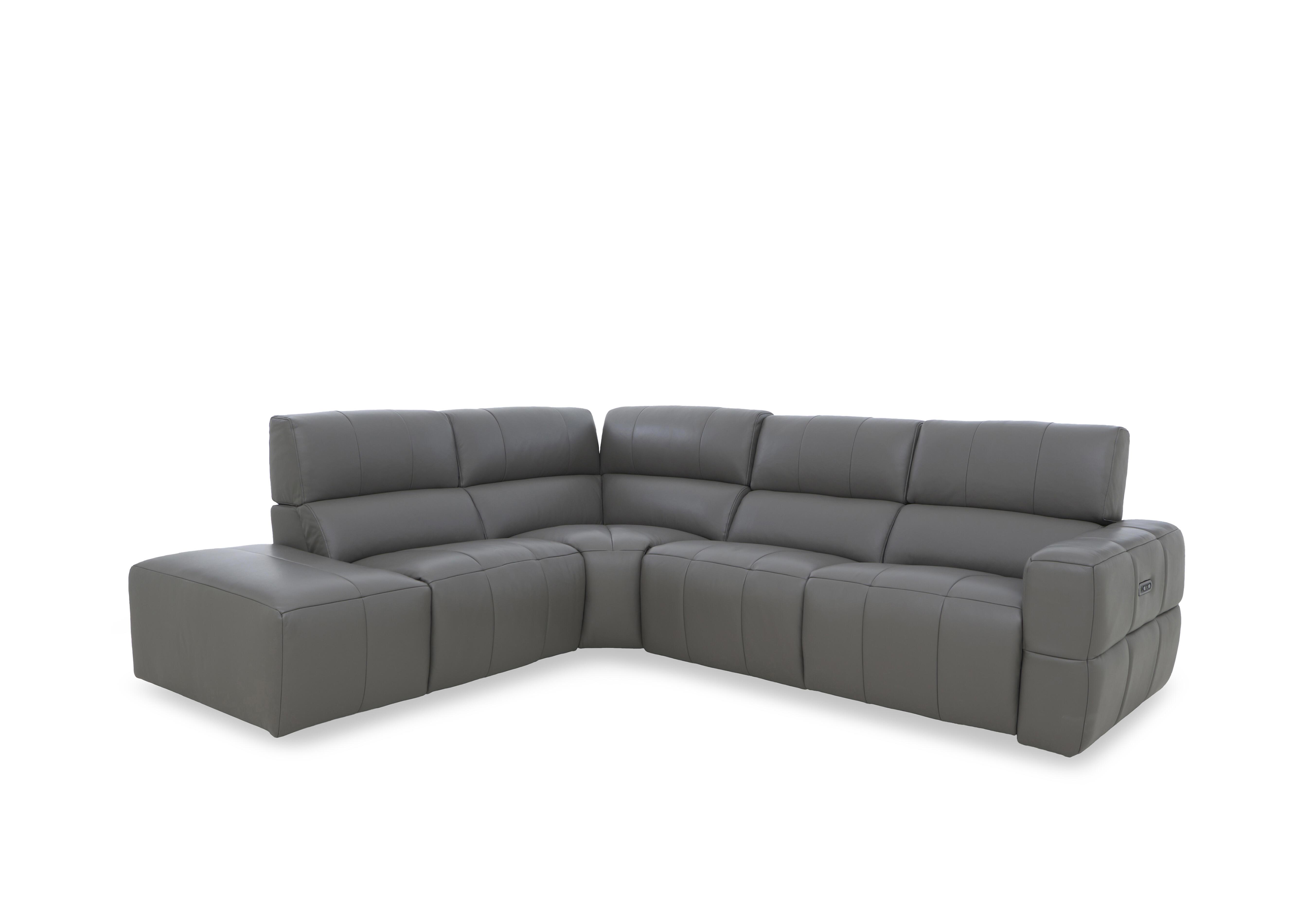 Cube Leather Power Recliner Chaise End Sofa with Power Headrest in Oslo Elephant Cat-40/15 on Furniture Village