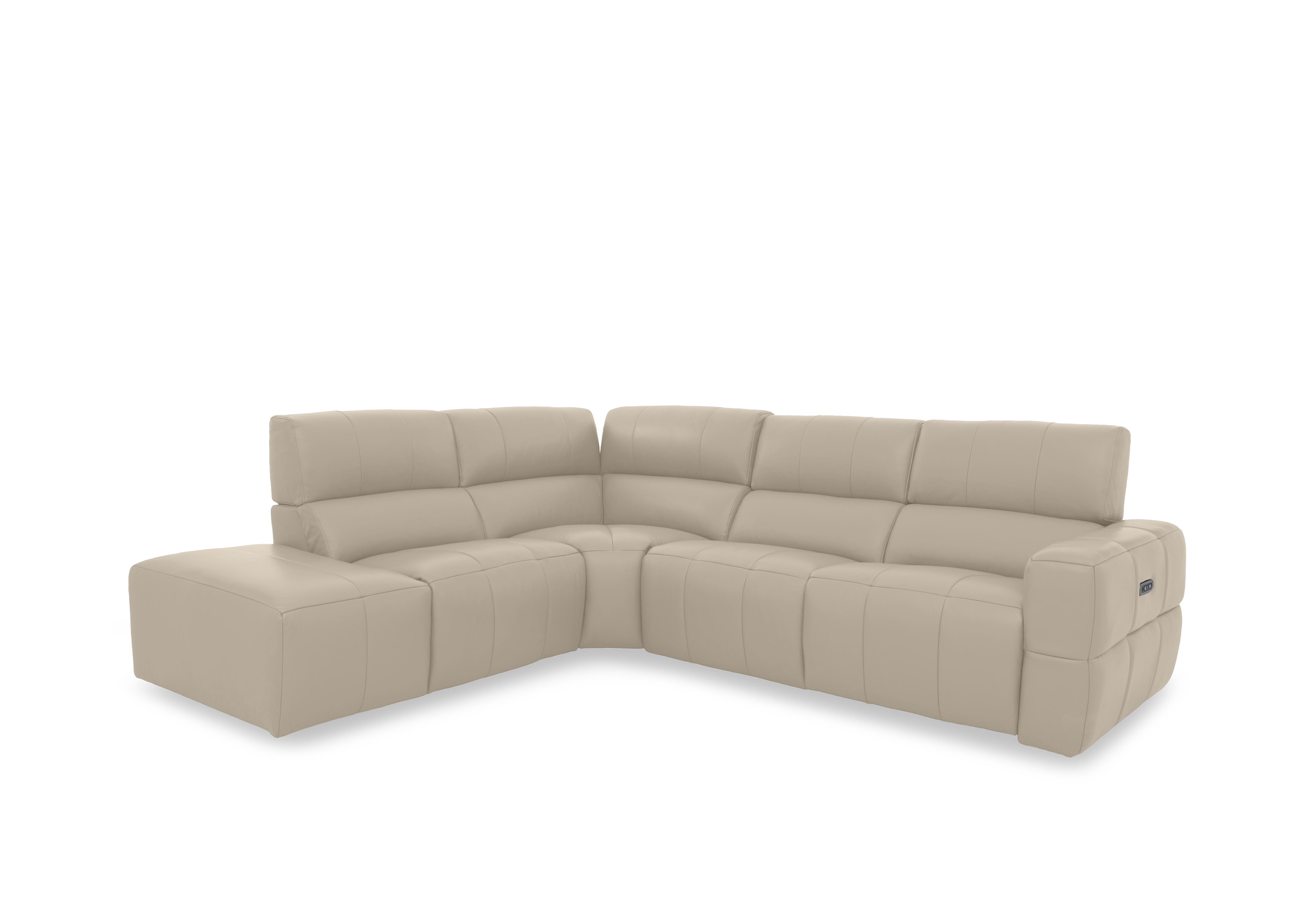 Cube Leather Power Recliner Chaise End Sofa with Power Headrest in Oslo Oyster Cat-40/08 on Furniture Village