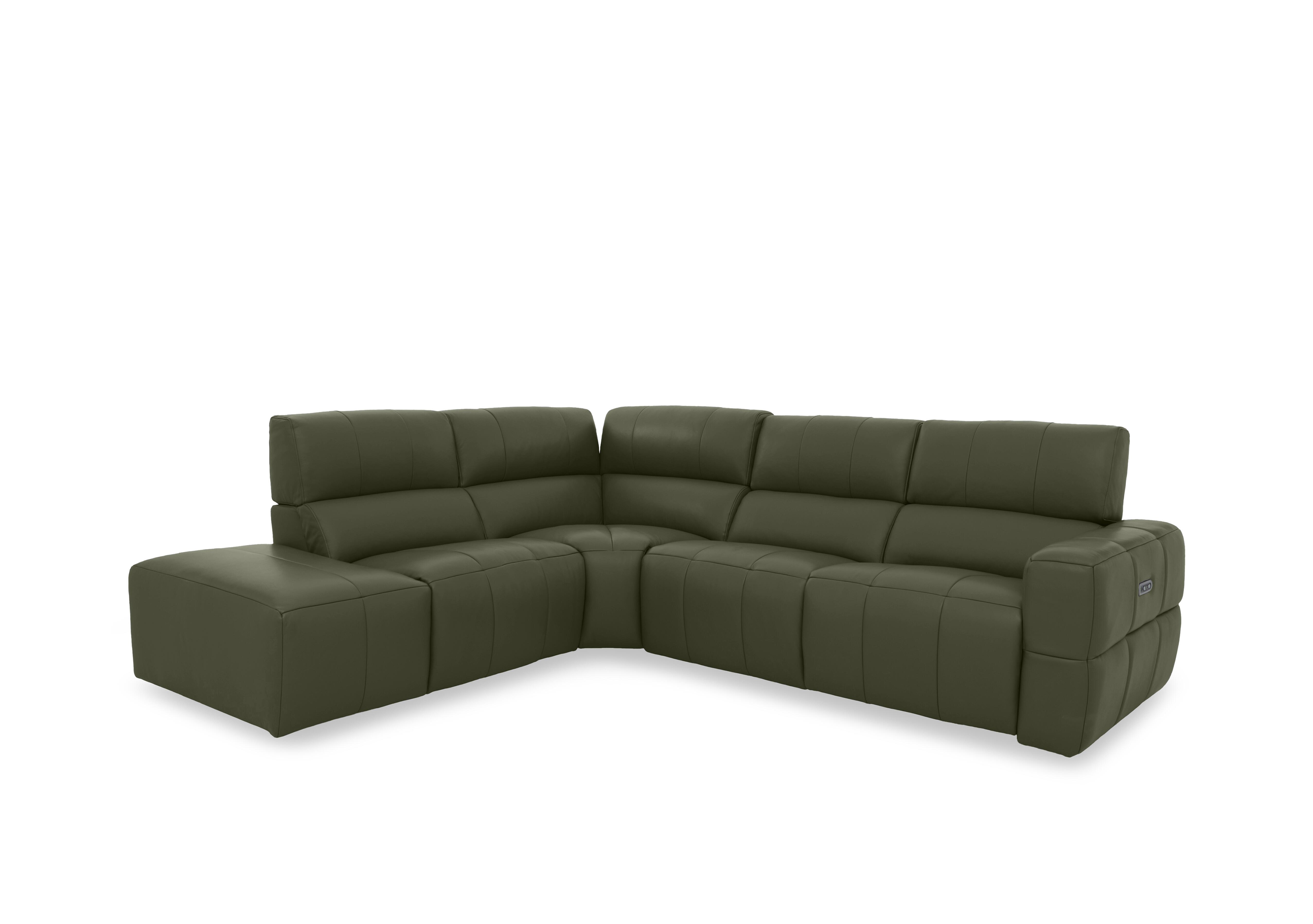 Cube Leather Power Recliner Chaise End Sofa with Power Headrest in Oslo Pine Cat-40/10 on Furniture Village