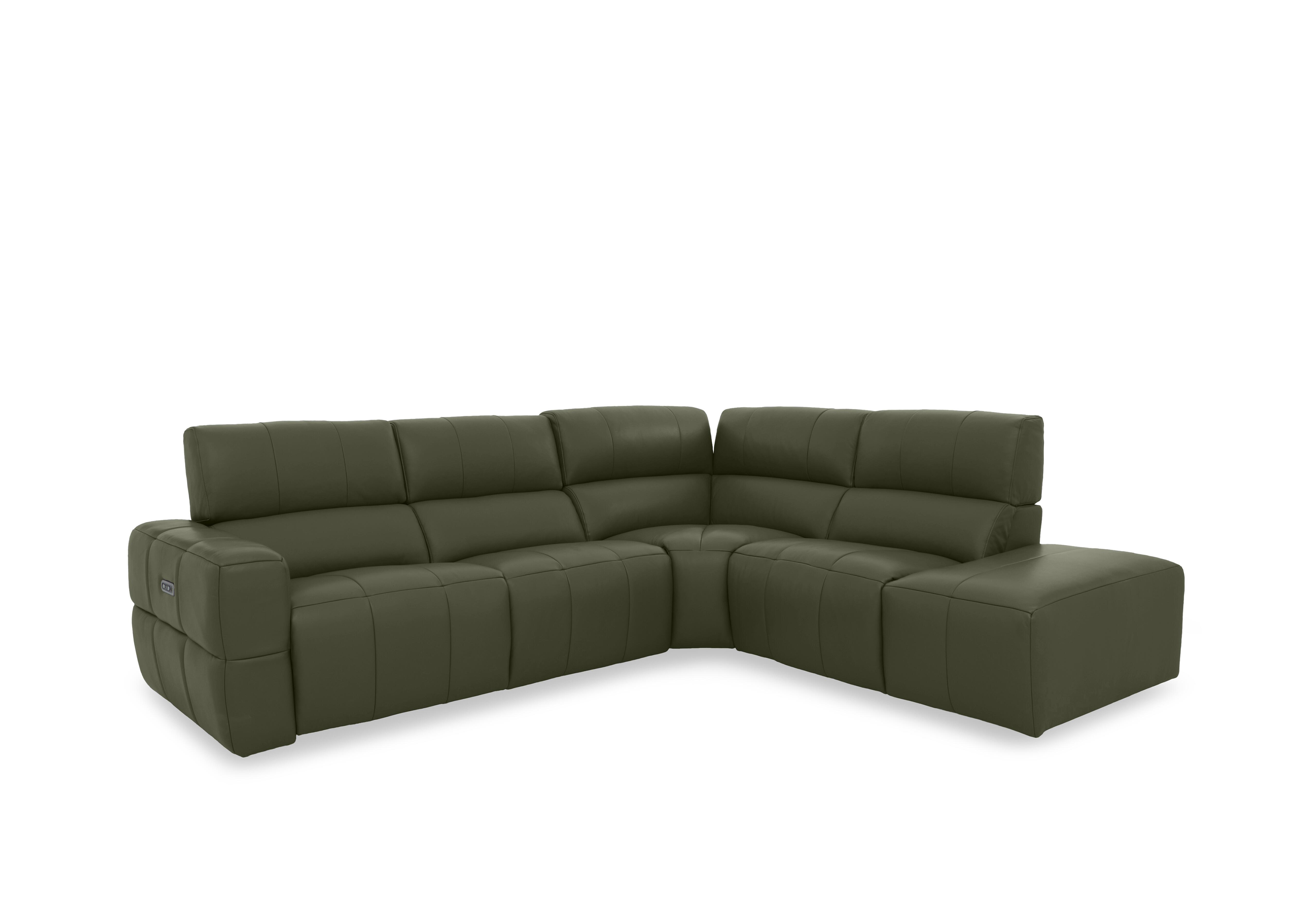 Cube Leather Power Recliner Chaise End Sofa with Power Headrest in Oslo Pine Cat-40/10 on Furniture Village