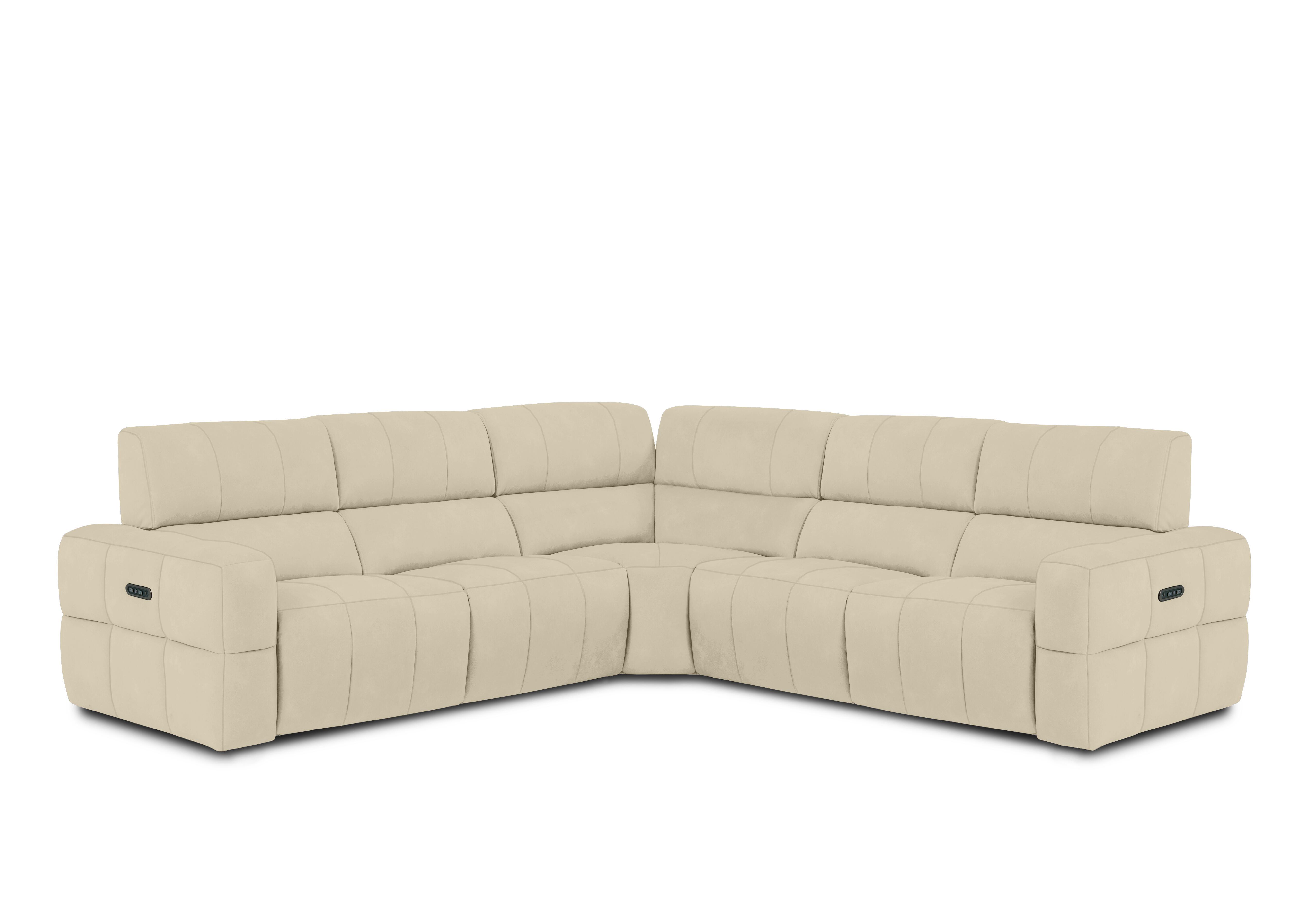 Cube Fabric Large Power Recliner Corner Sofa with Power Headrests in Bella Barley White 43121 on Furniture Village
