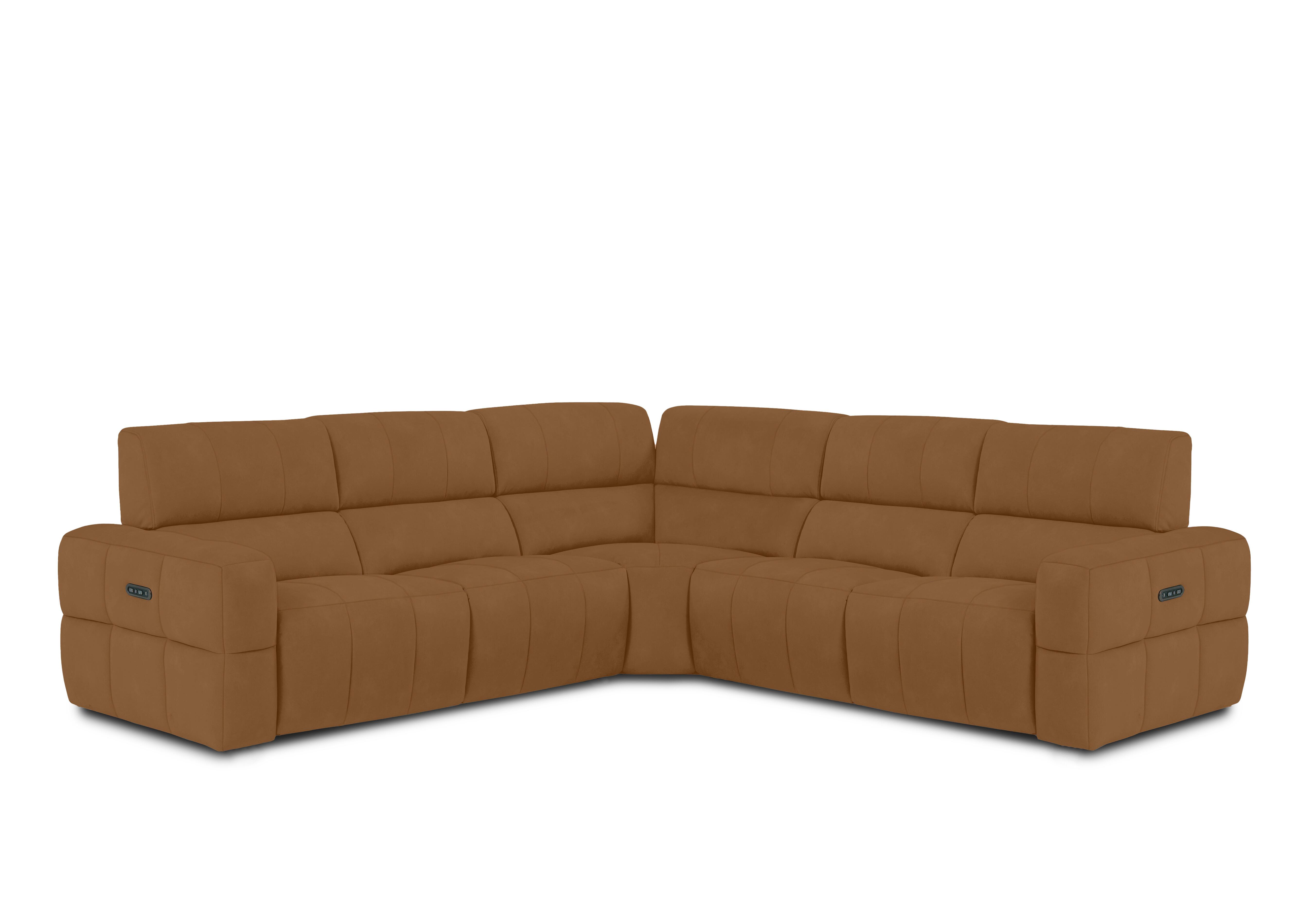 Cube Fabric Large Power Recliner Corner Sofa with Power Headrests in Bella Copper 43273 on Furniture Village