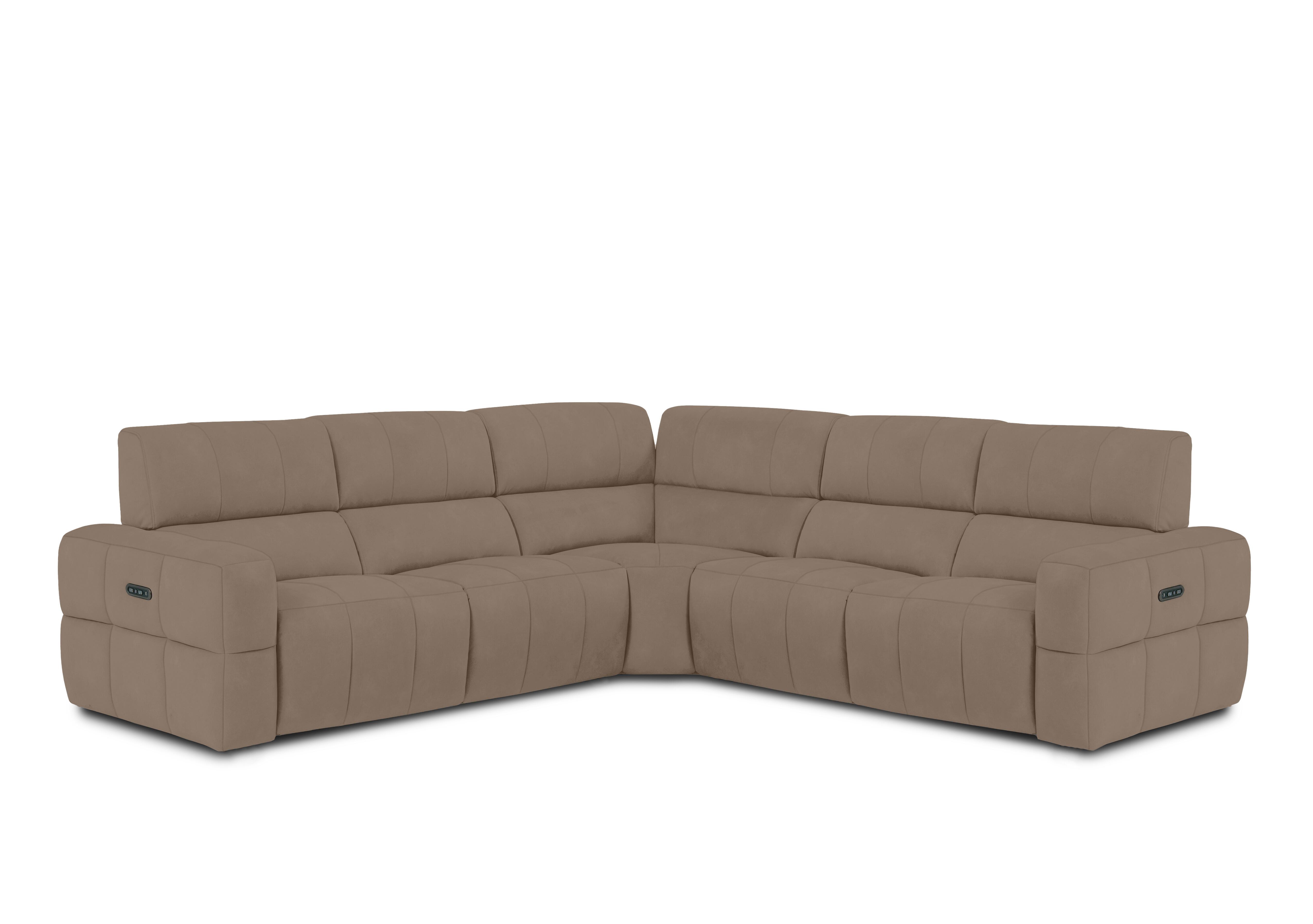 Cube Fabric Large Power Recliner Corner Sofa with Power Headrests in Bella Latte 43170 on Furniture Village