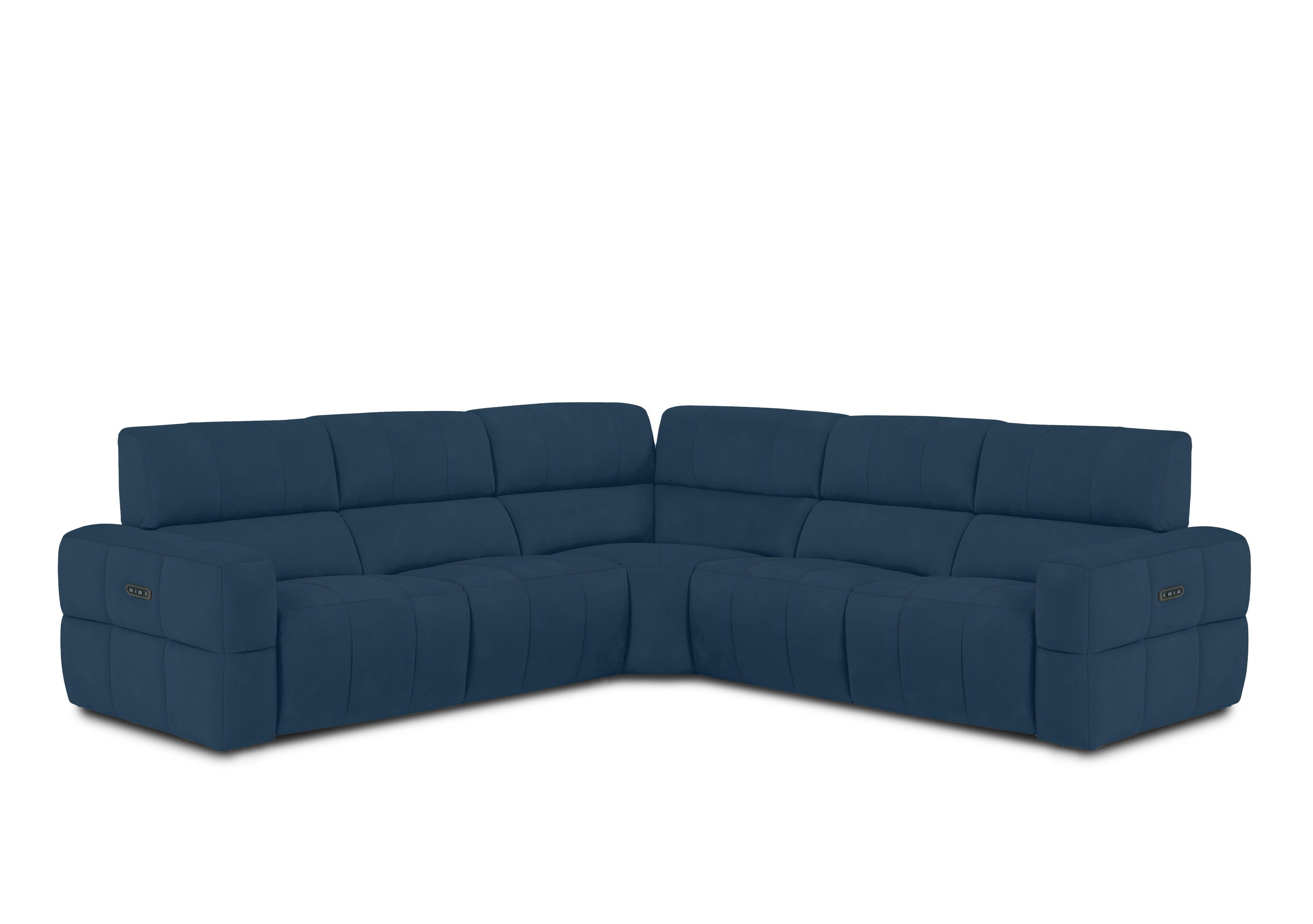 Cube Fabric Large Power Recliner Corner Sofa with Power Headrests in Bella Navy 43330 on Furniture Village