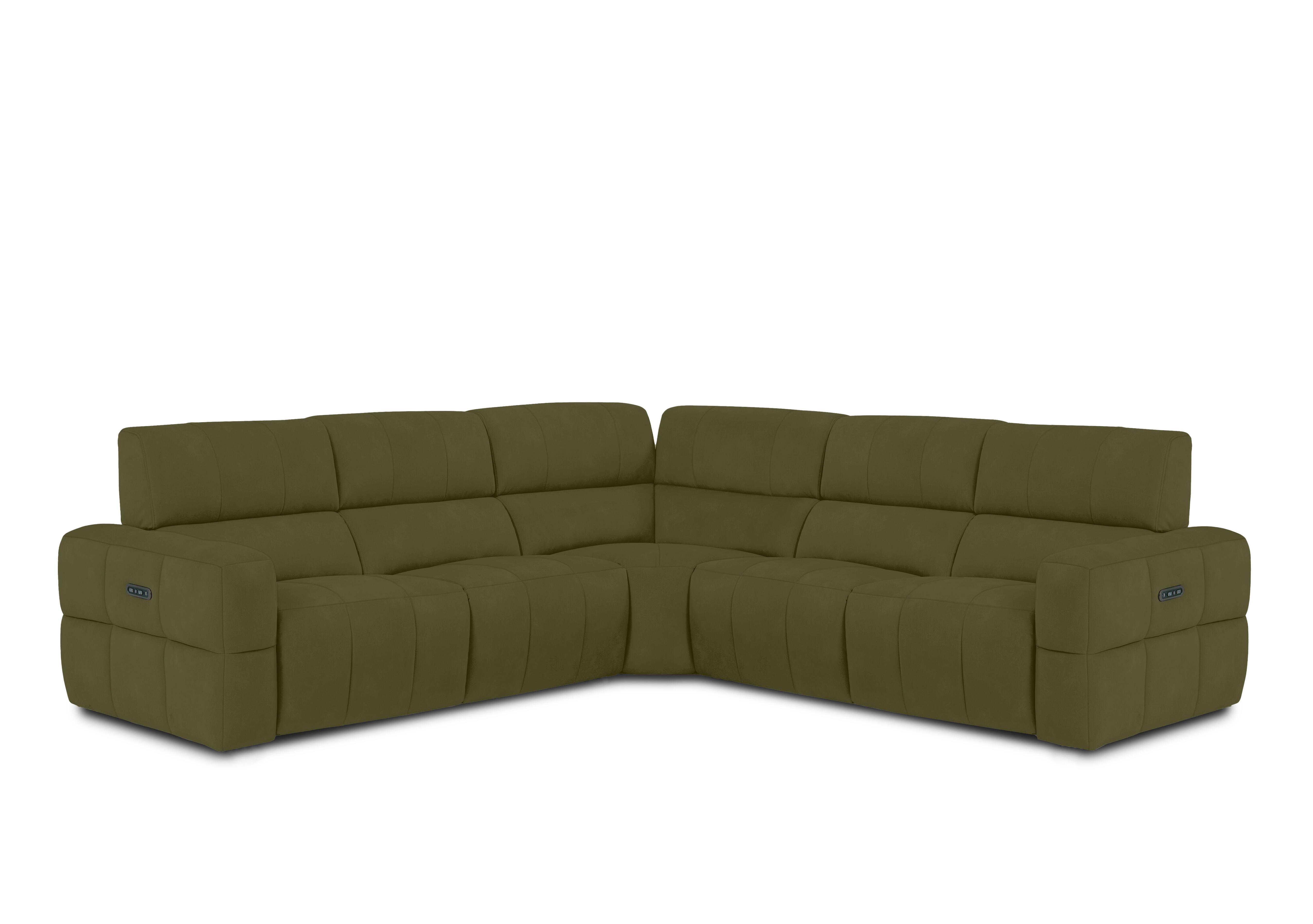 Cube Fabric Large Power Recliner Corner Sofa with Power Headrests in Bella Olive 43351 on Furniture Village