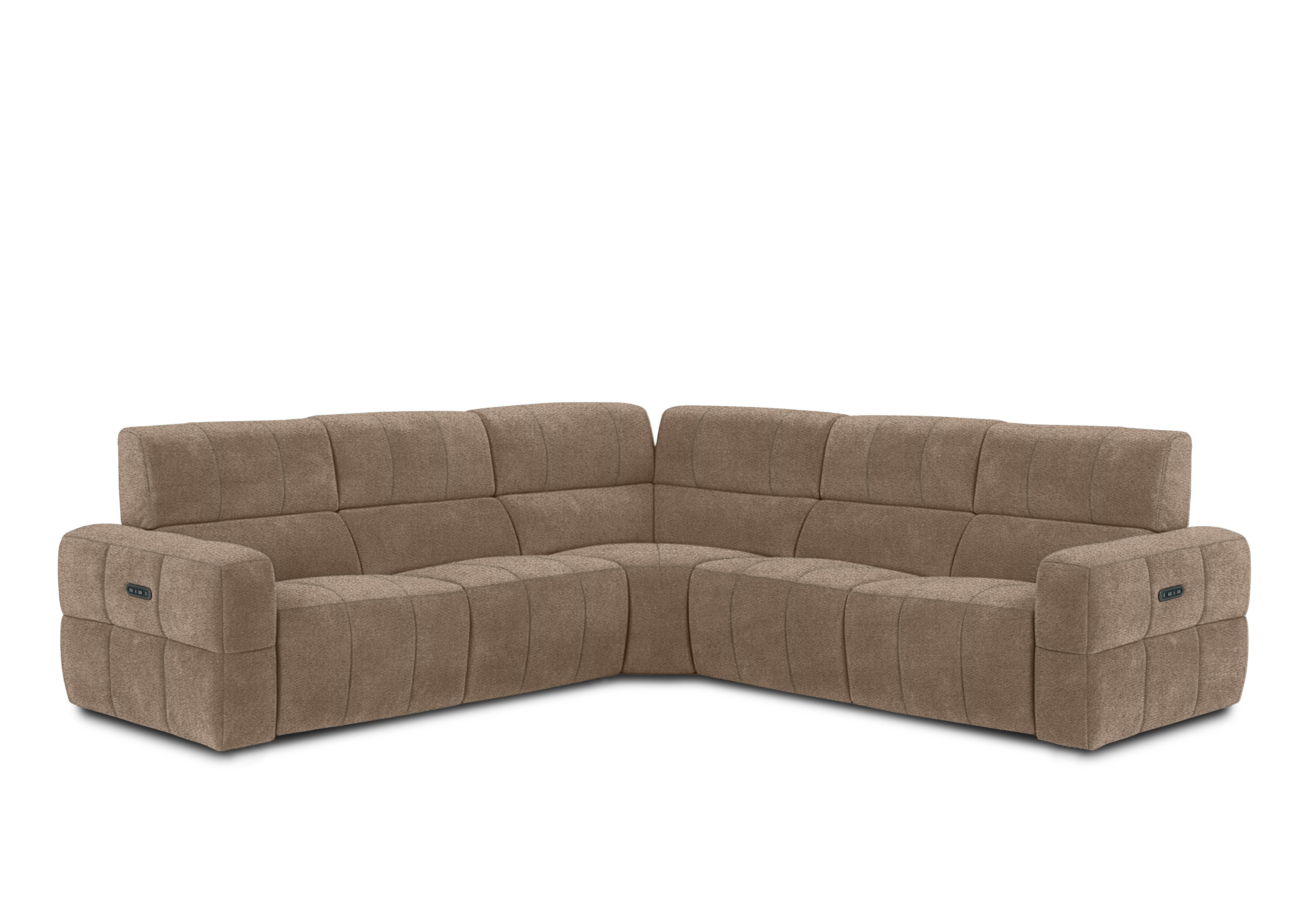 Cube Fabric Large Power Recliner Corner Sofa with Power Headrests in Hudson Mocha 25431 on Furniture Village