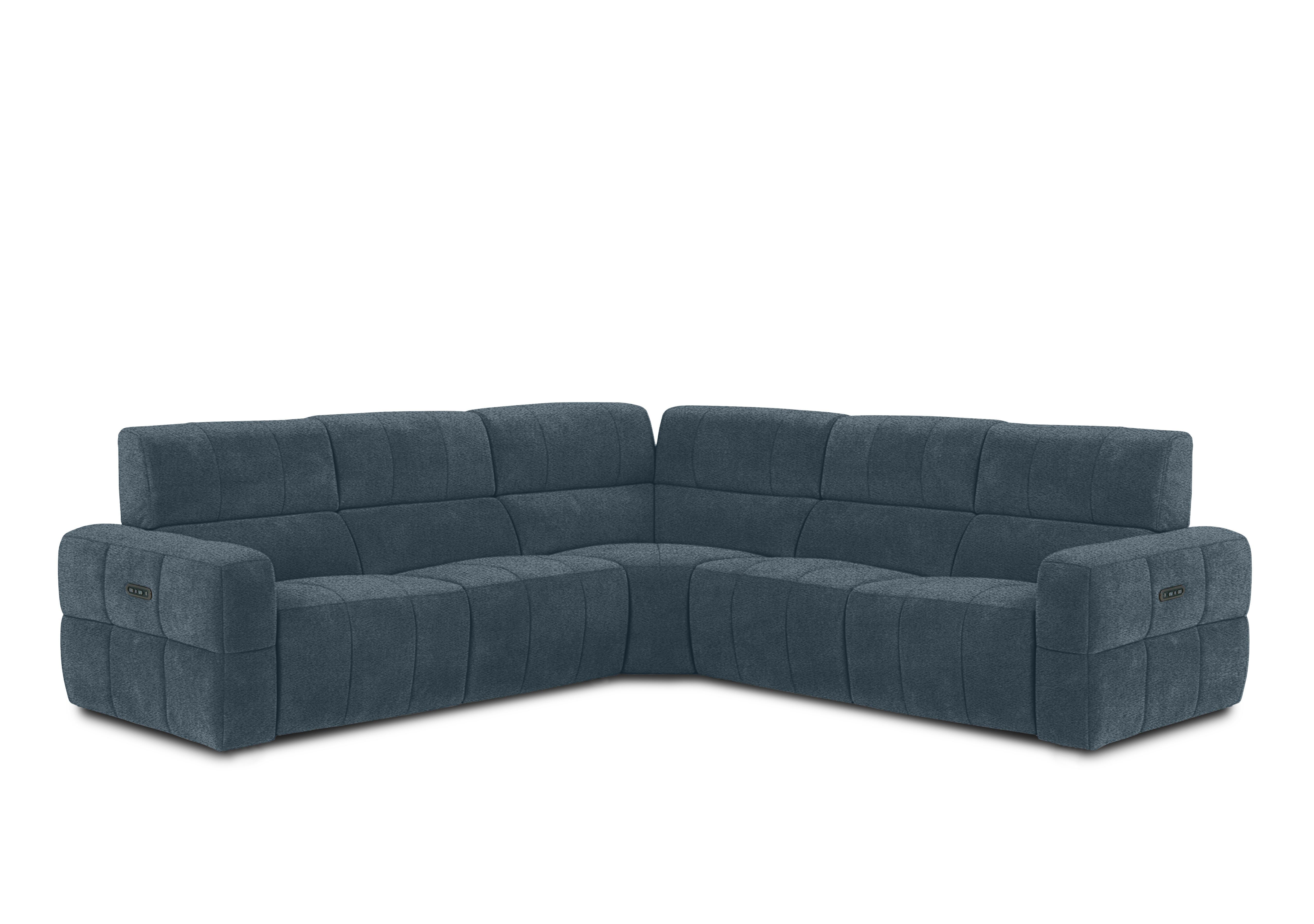 Cube Fabric Large Power Recliner Corner Sofa with Power Headrests in Hudson Ocean 25315 on Furniture Village