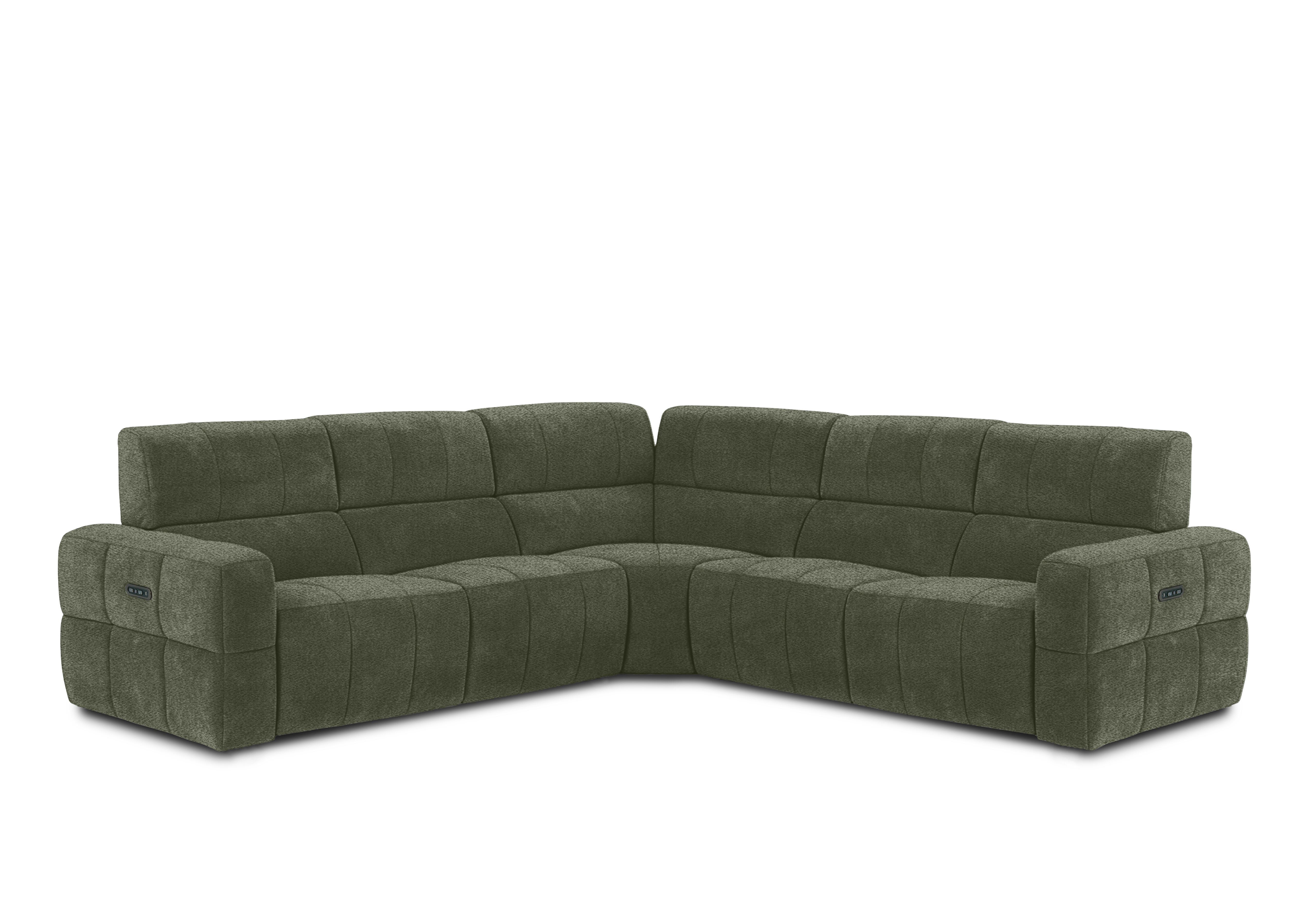 Cube Fabric Large Power Recliner Corner Sofa with Power Headrests in Hudson Pine 25355 on Furniture Village