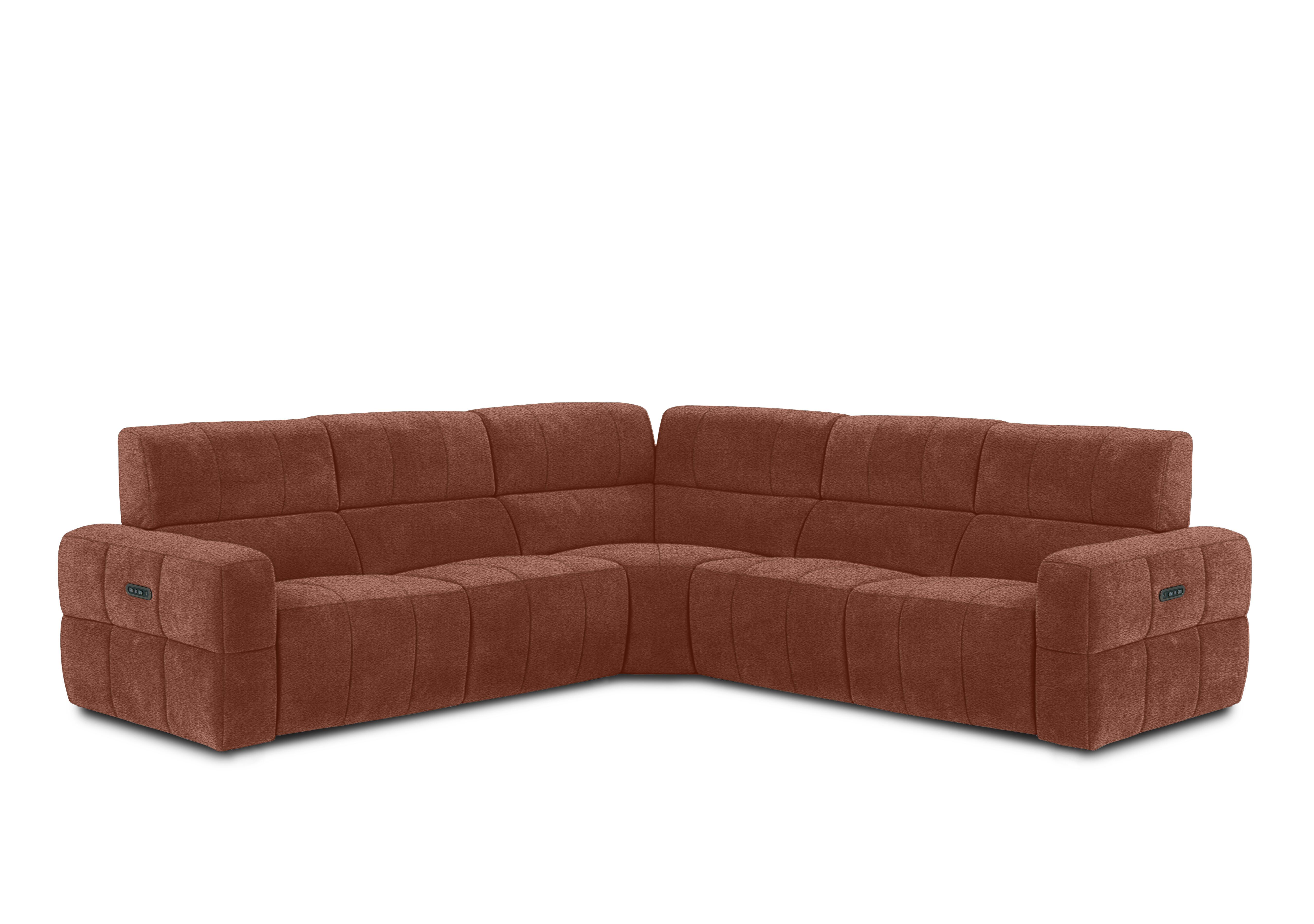 Cube Fabric Large Power Recliner Corner Sofa with Power Headrests in Hudson Rust 25500 on Furniture Village