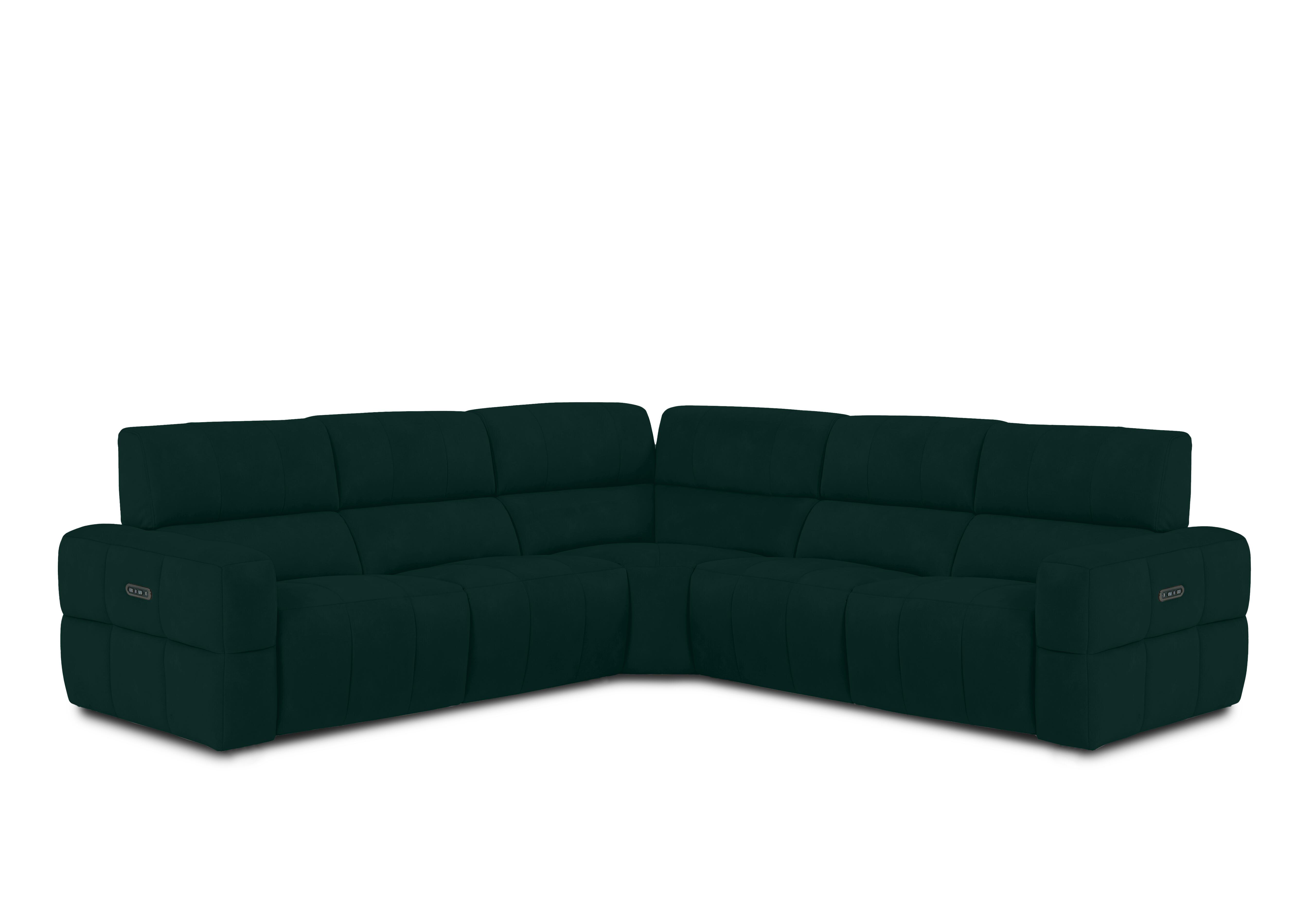 Cube Fabric Large Power Recliner Corner Sofa with Power Headrests in Opulence Bottle Green 51011 on Furniture Village