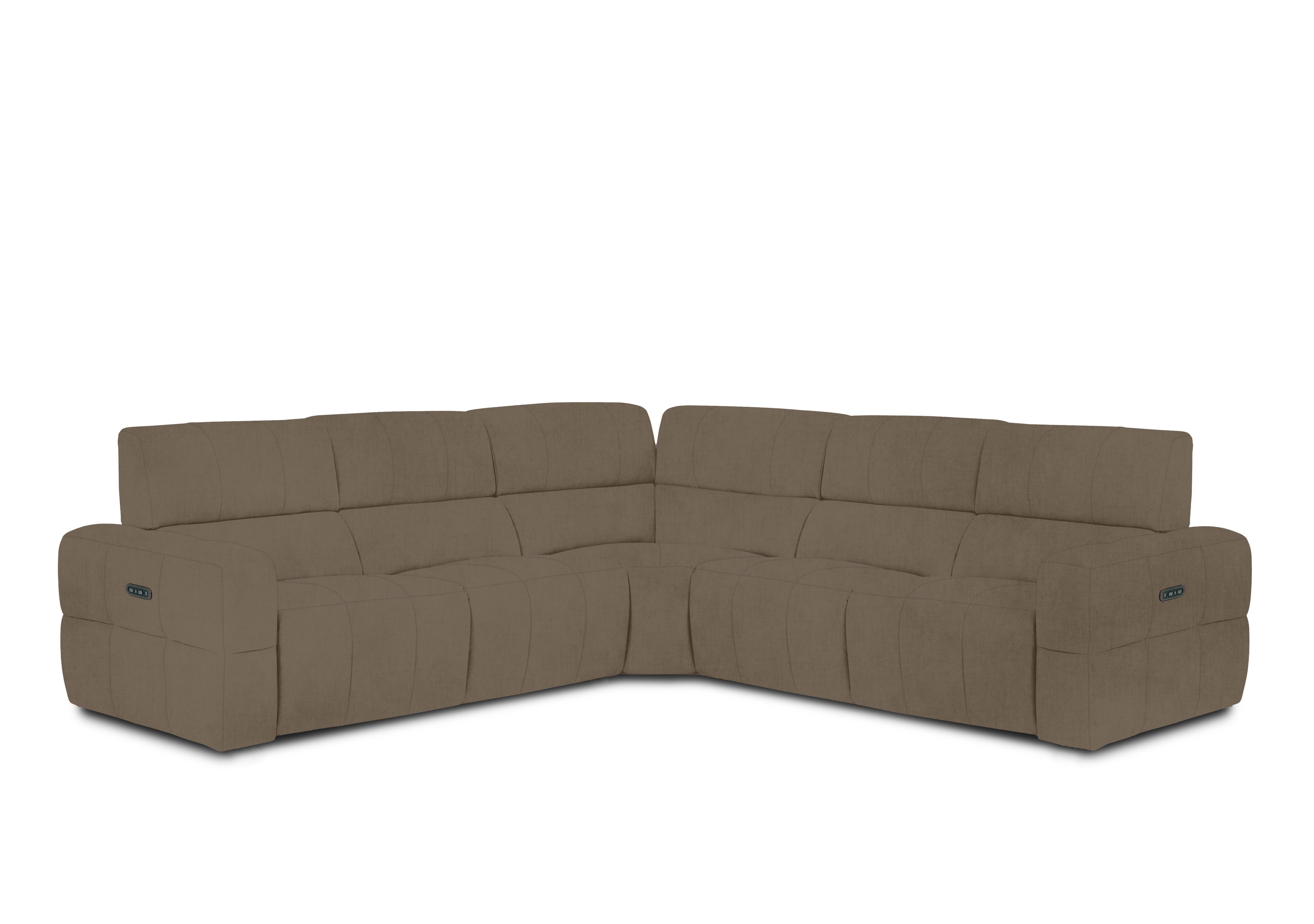 Cube Fabric Large Power Recliner Corner Sofa with Power Headrests in Opulence Cedar 51014 on Furniture Village
