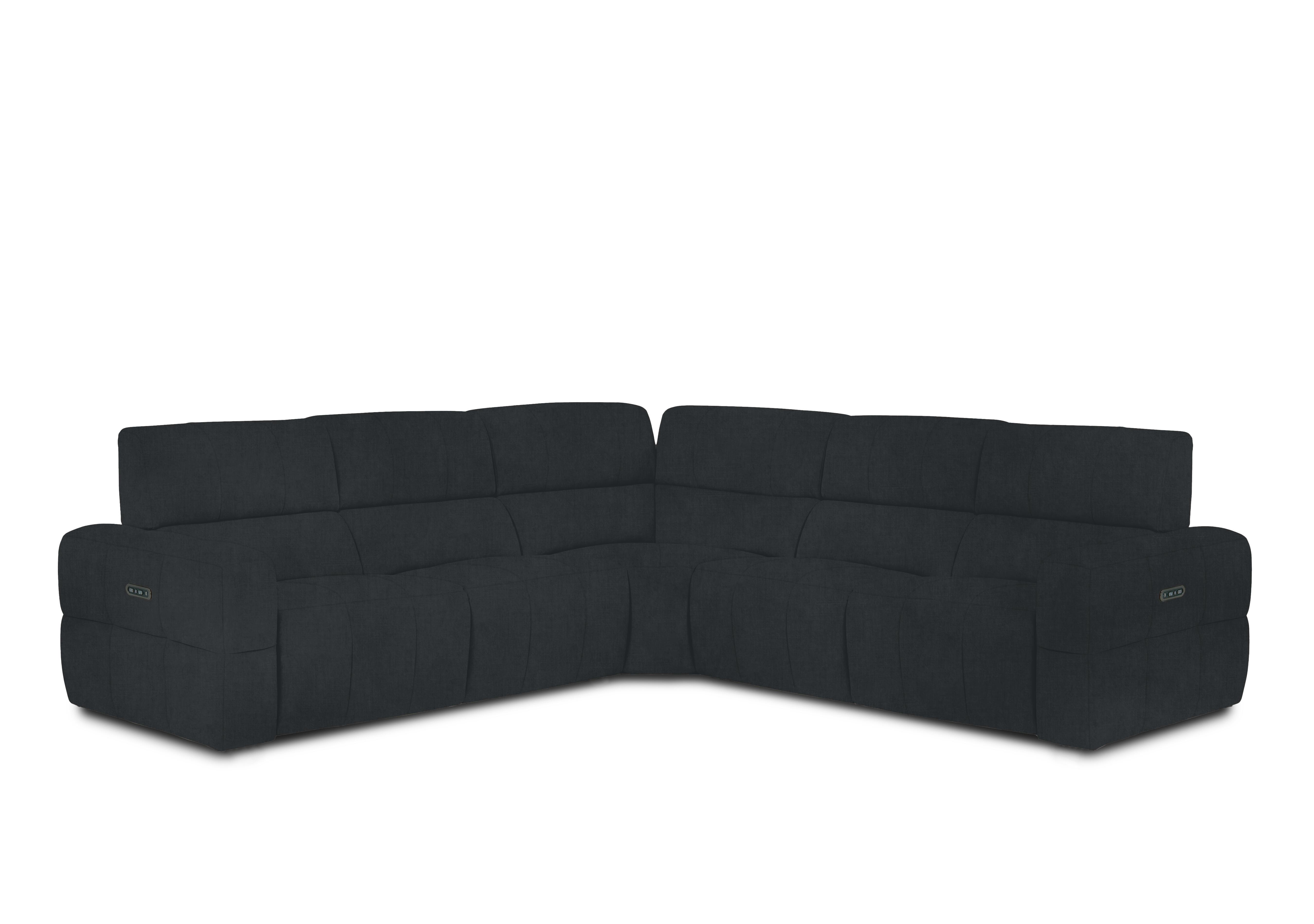 Cube Fabric Large Power Recliner Corner Sofa with Power Headrests in Opulence Charcoal 51002 on Furniture Village