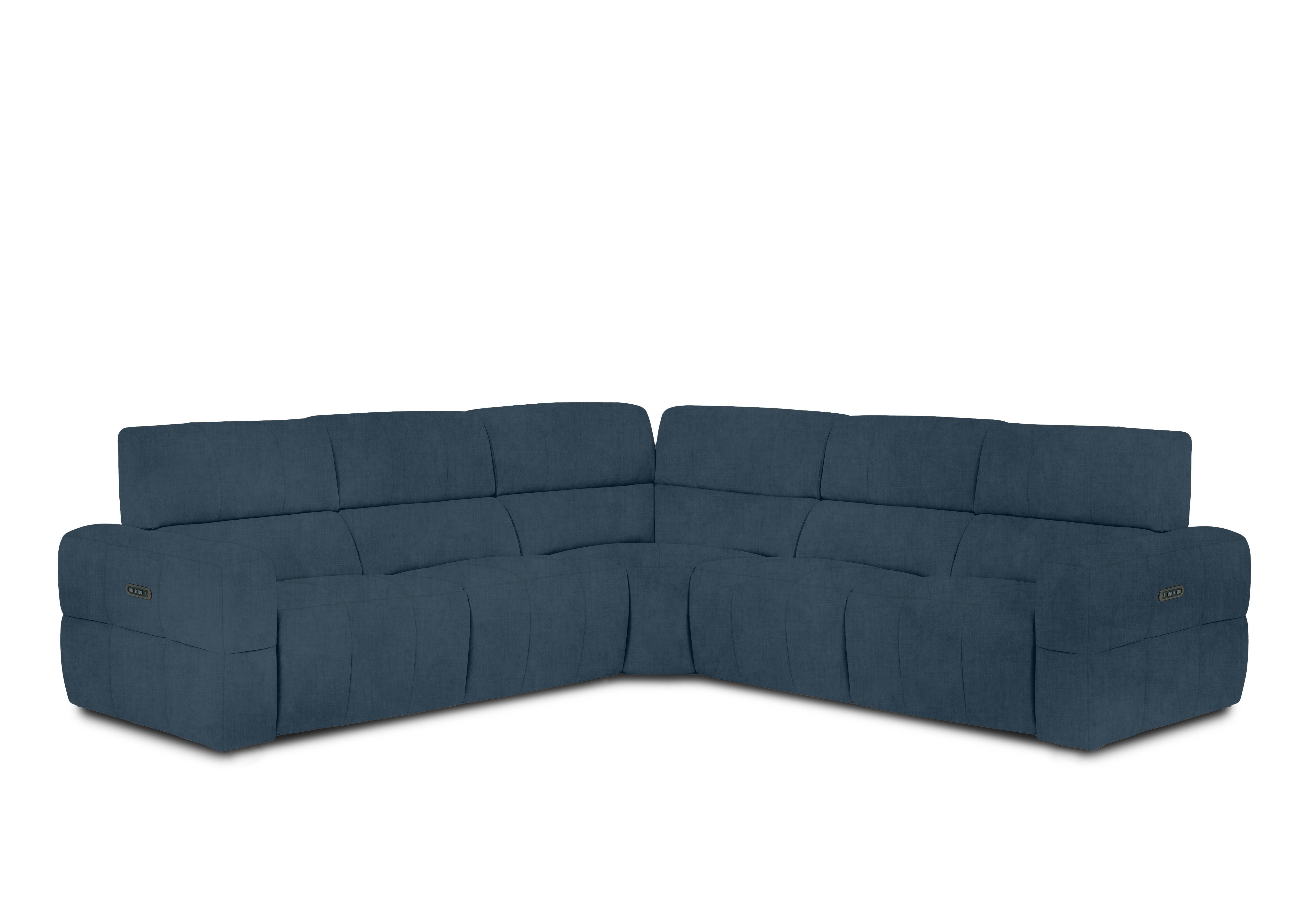 Cube Fabric Large Power Recliner Corner Sofa with Power Headrests in Opulence Royal 50495 on Furniture Village