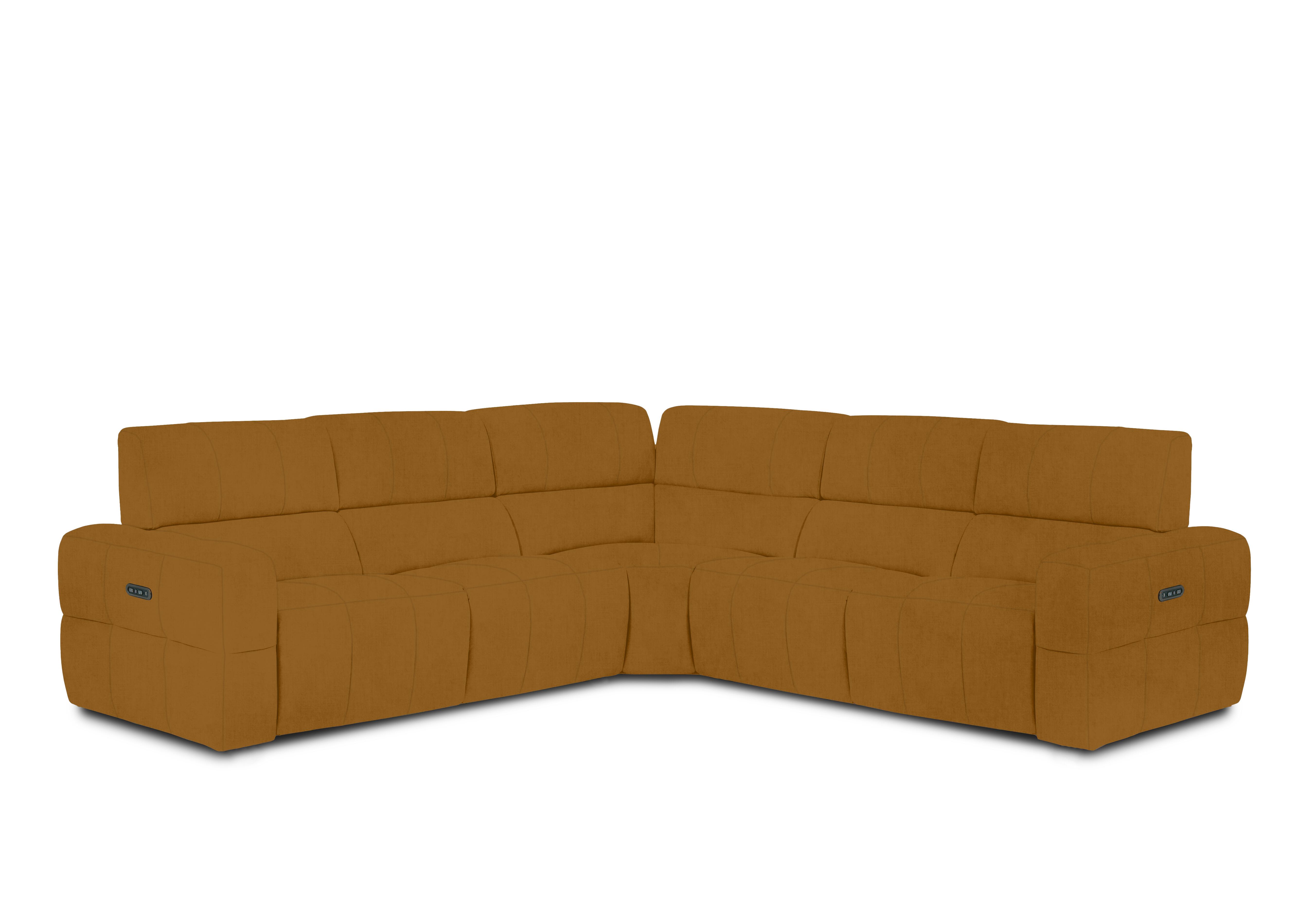 Cube Fabric Large Power Recliner Corner Sofa with Power Headrests in Opulence Saffron 51009 on Furniture Village
