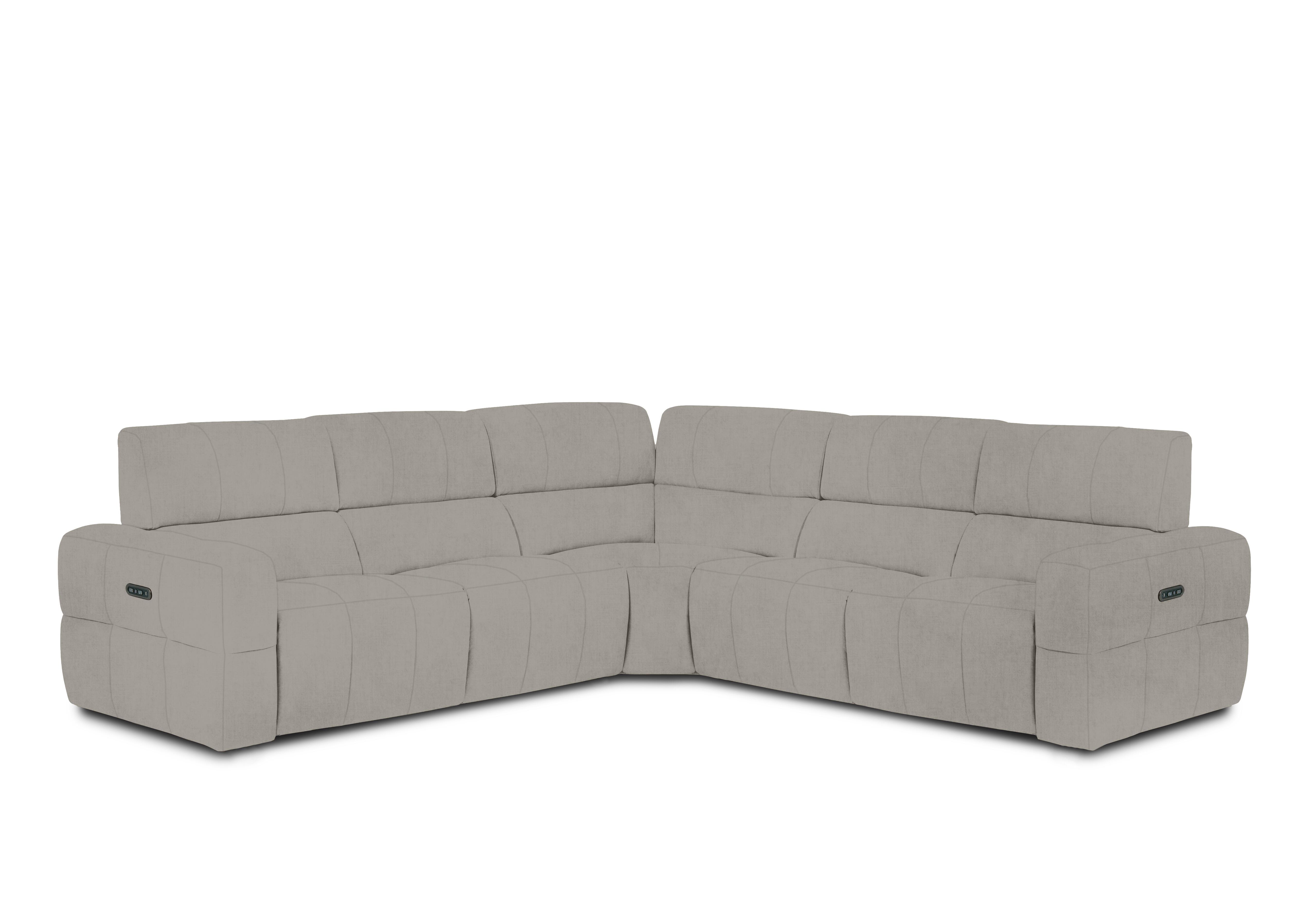 Cube Fabric Large Power Recliner Corner Sofa with Power Headrests in Opulence Silver 51007 on Furniture Village