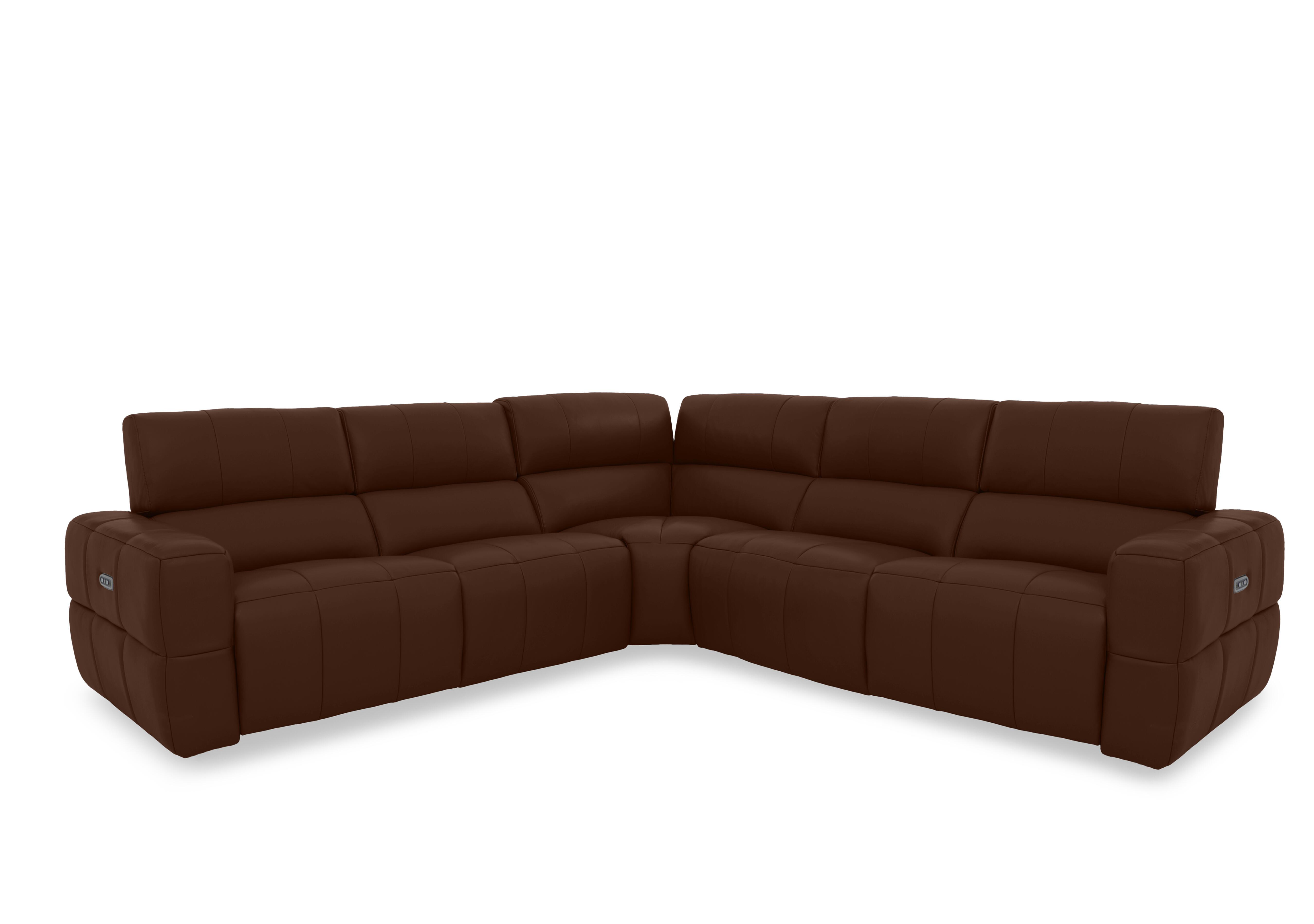Cube Leather Large Power Recliner Corner Sofa with Power Headrests in Montana Chocolate Cat-60/08 on Furniture Village