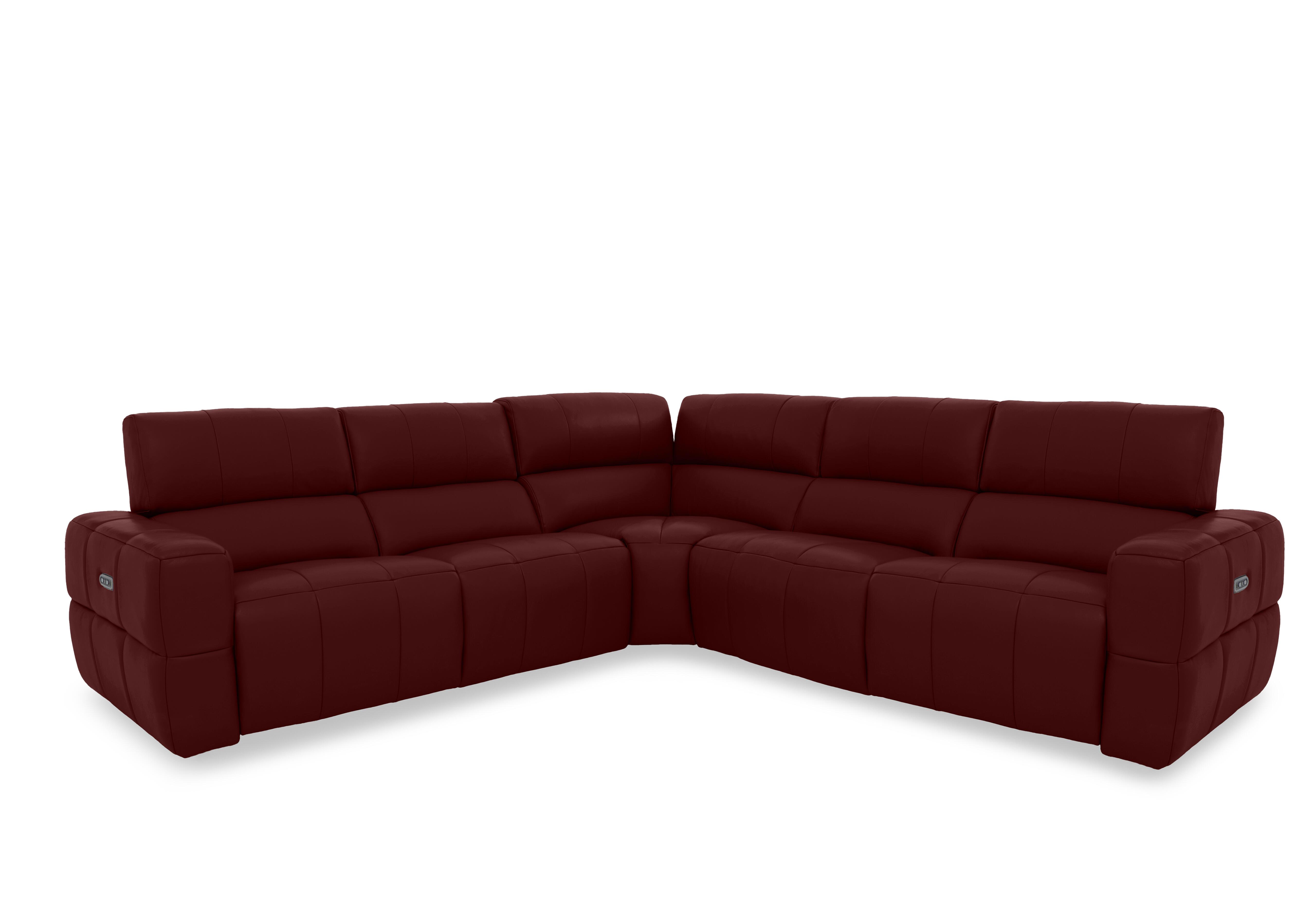 Cube Leather Large Power Recliner Corner Sofa with Power Headrests in Montana Ruby Cat-60/15 on Furniture Village