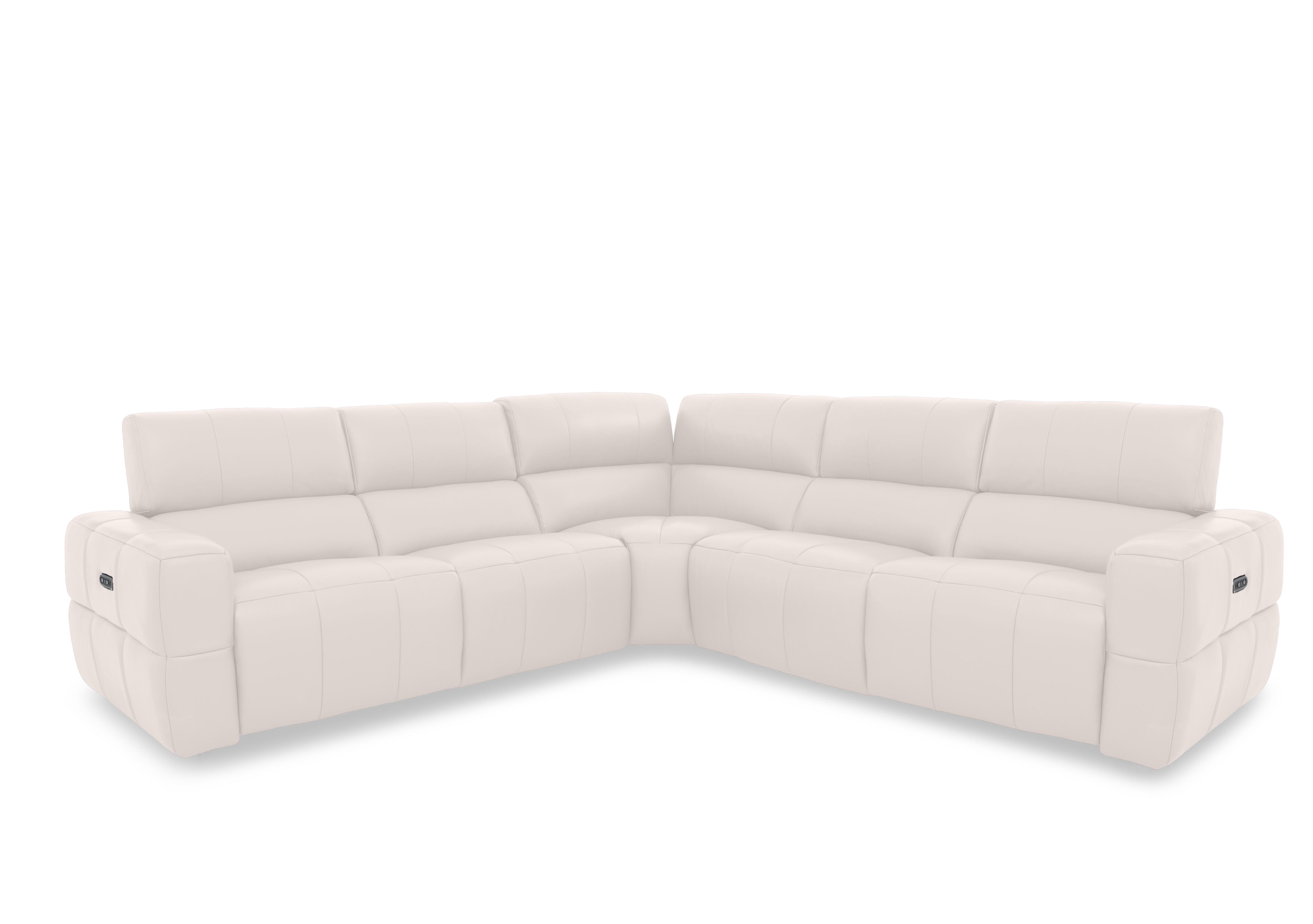 Cube Leather Large Power Recliner Corner Sofa with Power Headrests in Oslo Cotton Cat-40/13 on Furniture Village
