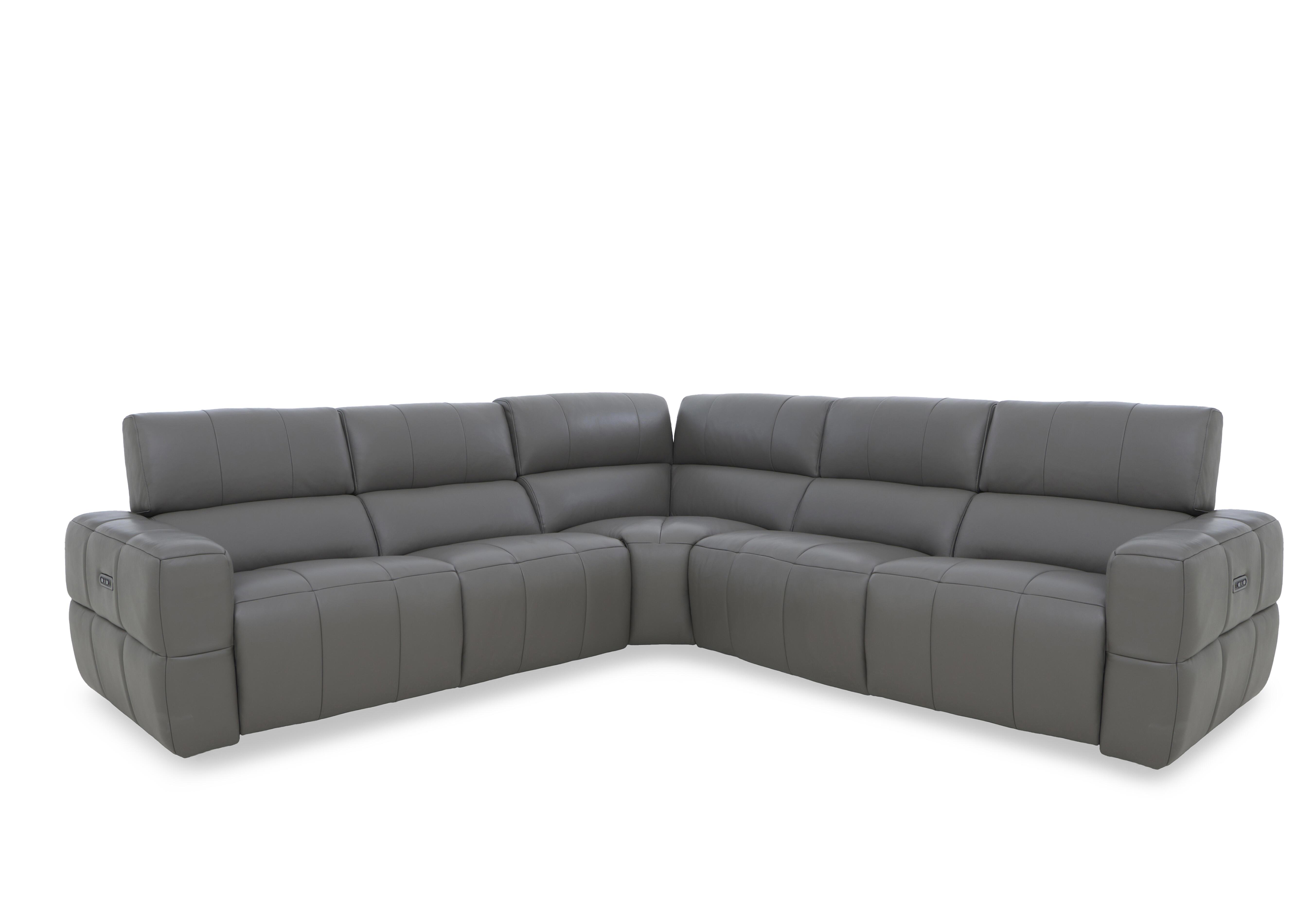Cube Leather Large Power Recliner Corner Sofa with Power Headrests in Oslo Elephant Cat-40/15 on Furniture Village