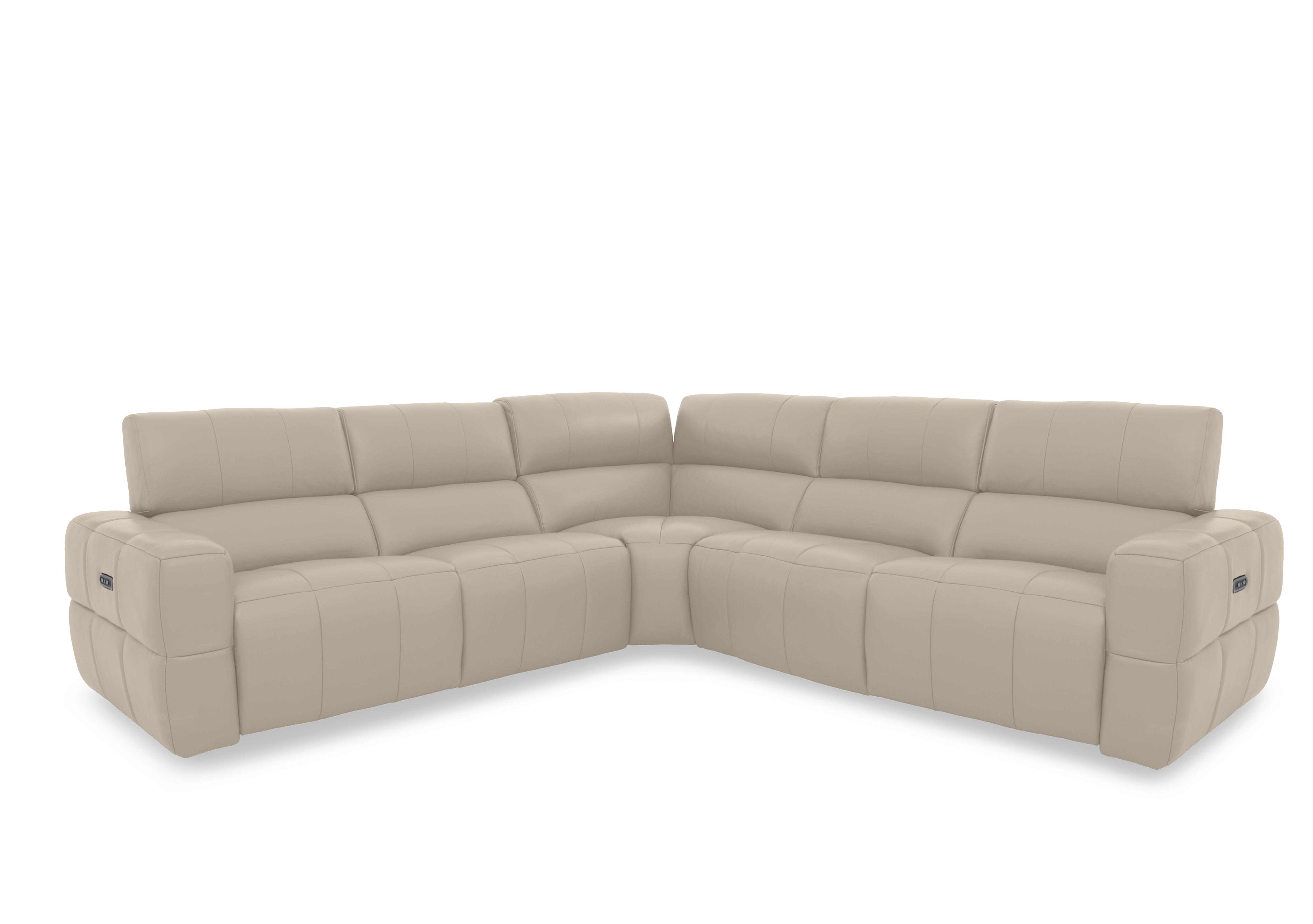 Cube Leather Large Power Recliner Corner Sofa with Power Headrests in Oslo Oyster Cat-40/08 on Furniture Village